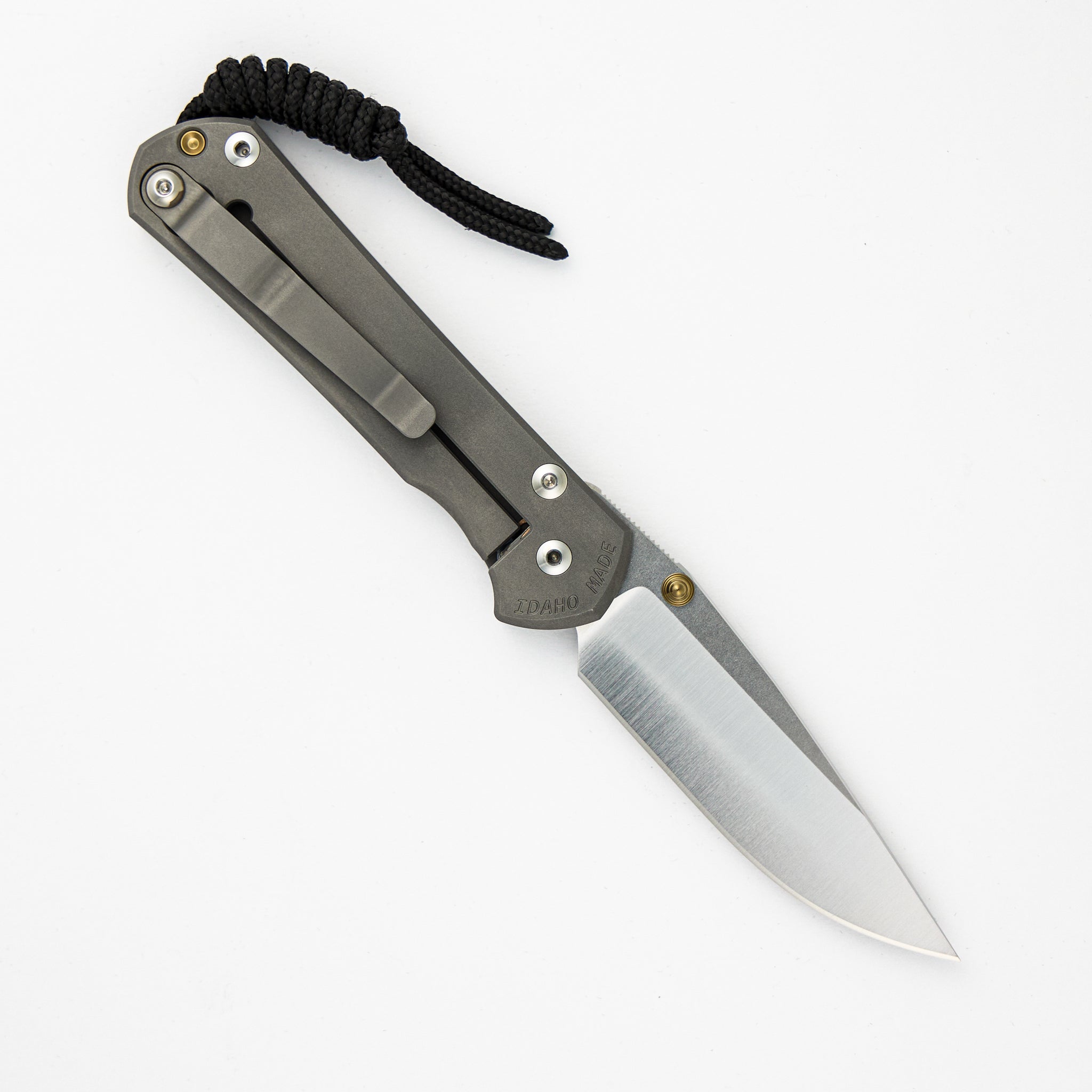 Chris Reeve Small Sebenza 31 - Polished Drop Point CPM MagnaCut Blade - Glass Blasted - Gold Double Thumb Lugs