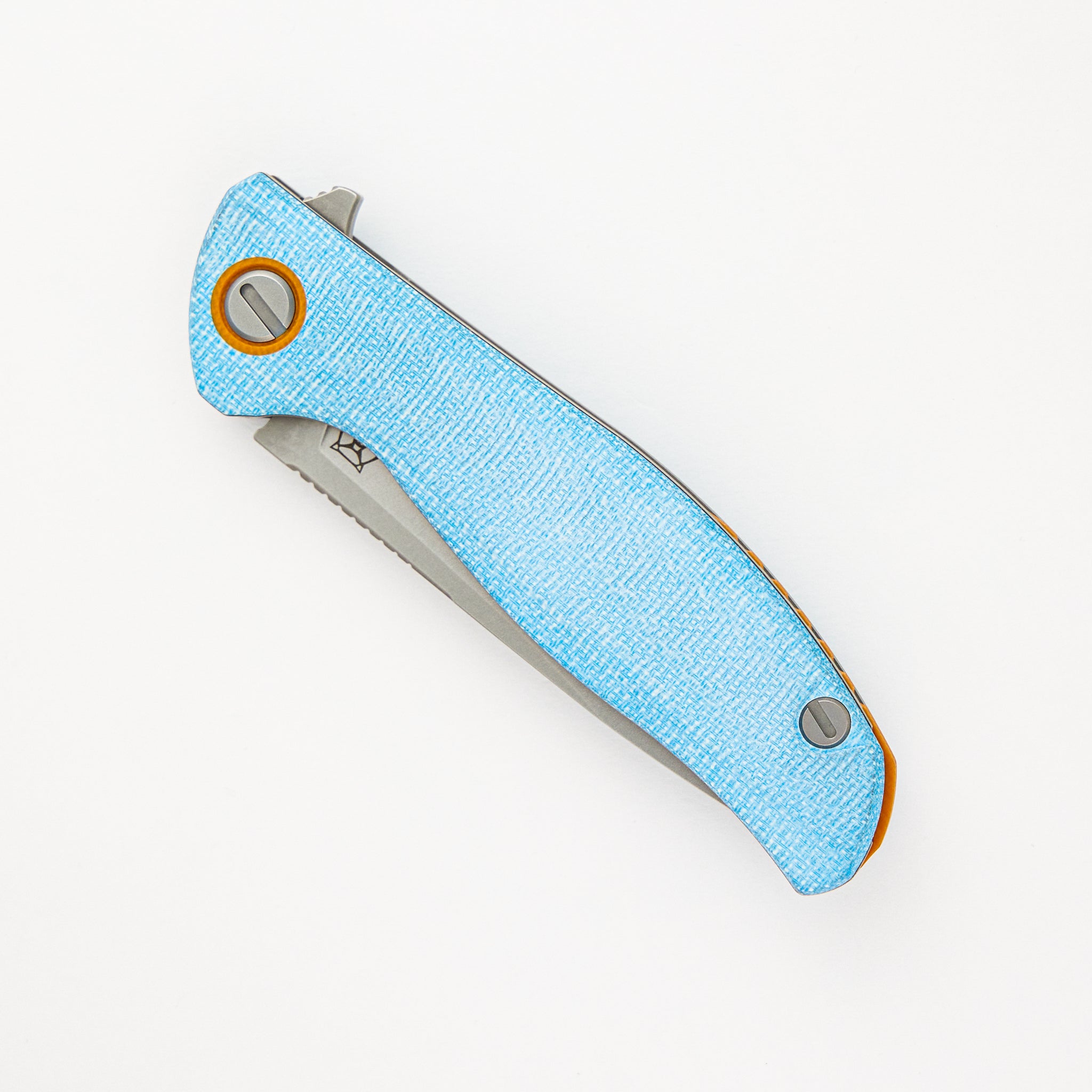 F3 - Elmax Blade - Blue Micarta W/ Orange G10 Accents - MRBS