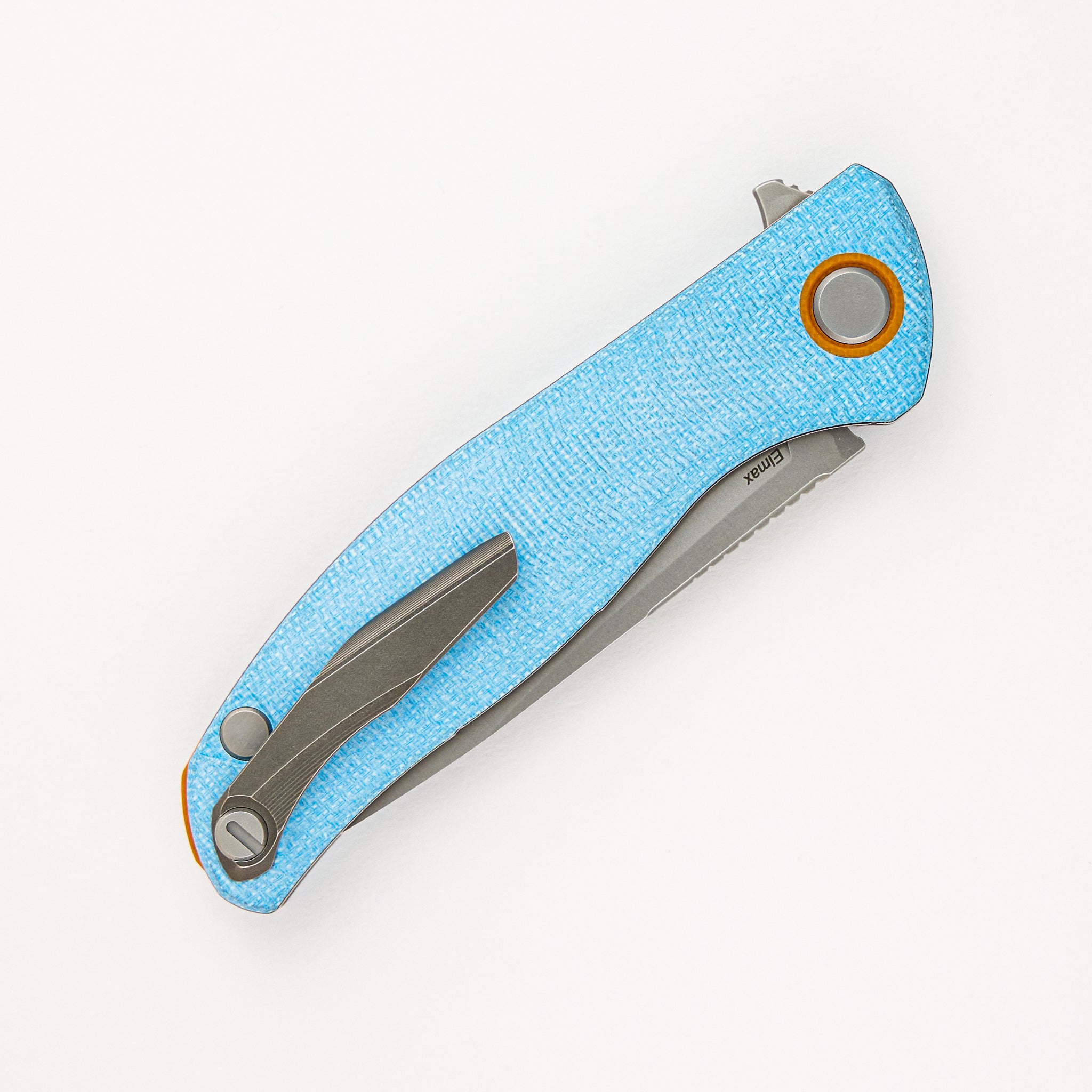 F3 - Elmax Blade - Blue Micarta W/ Orange G10 Accents - MRBS