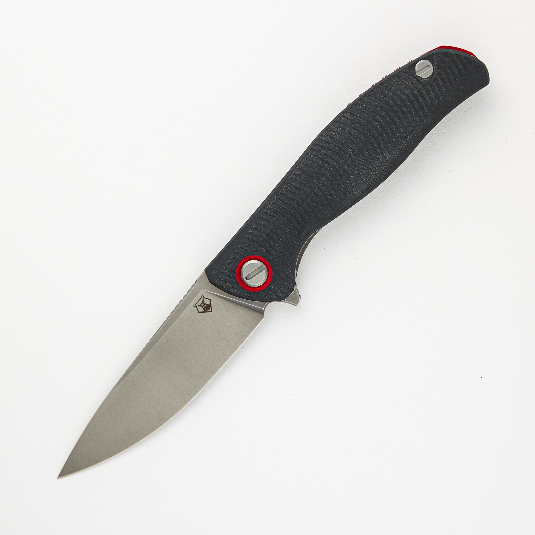 SHIROGOROV F3 – ELMAX BLADE – GRAY G10 HANDLE W/ RED ACCENTS – MRBS