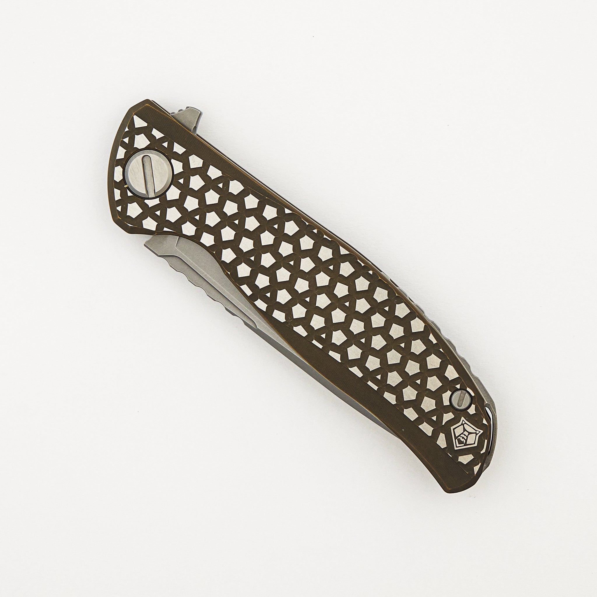 F95 Bear Pattern - Bronze Titanium Handle - M390 Blade - MRBS