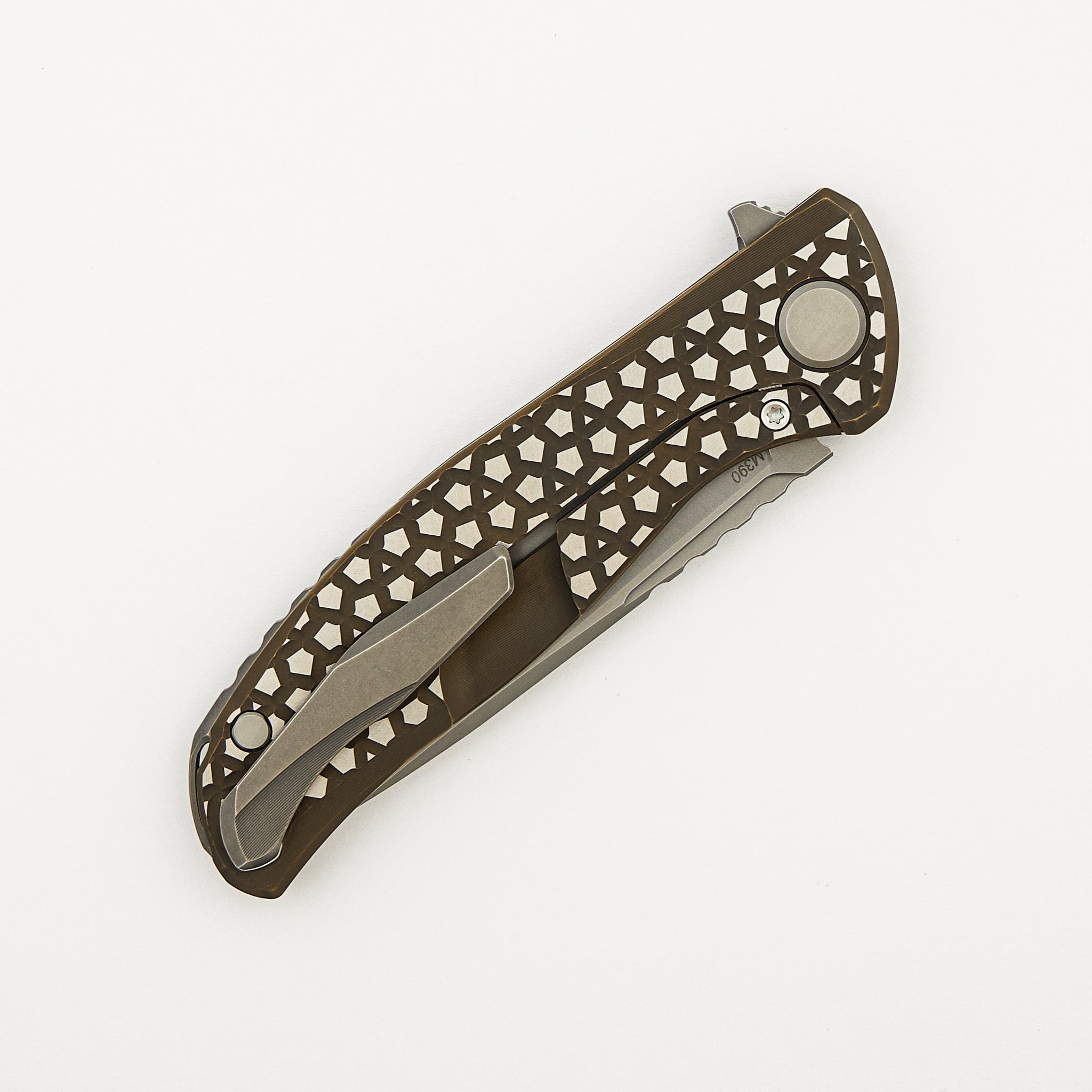 F95 Bear Pattern - Bronze Titanium Handle - M390 Blade - MRBS