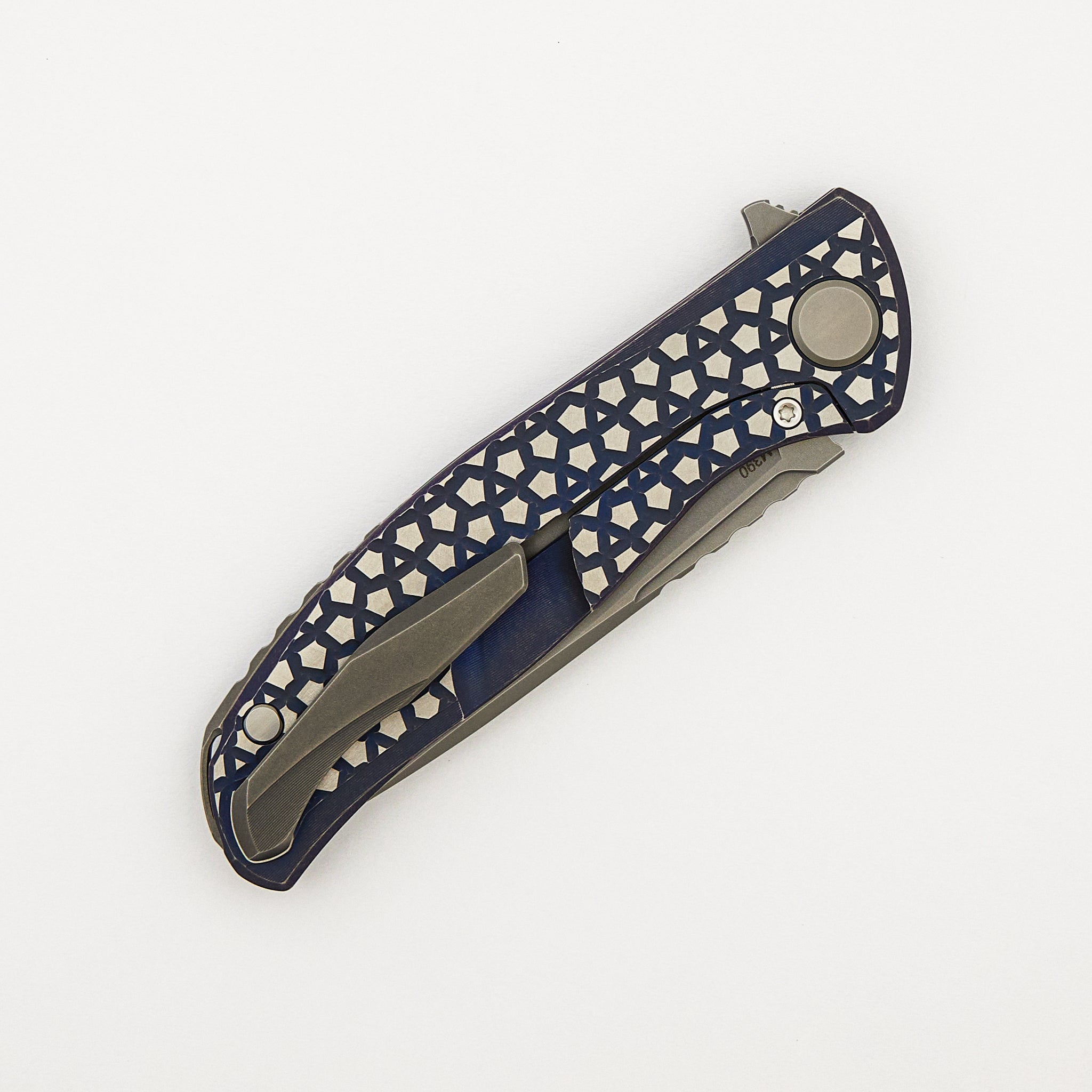 F95 Bear Pattern - Purple Titanium Handle - M390 Blade - MRBS