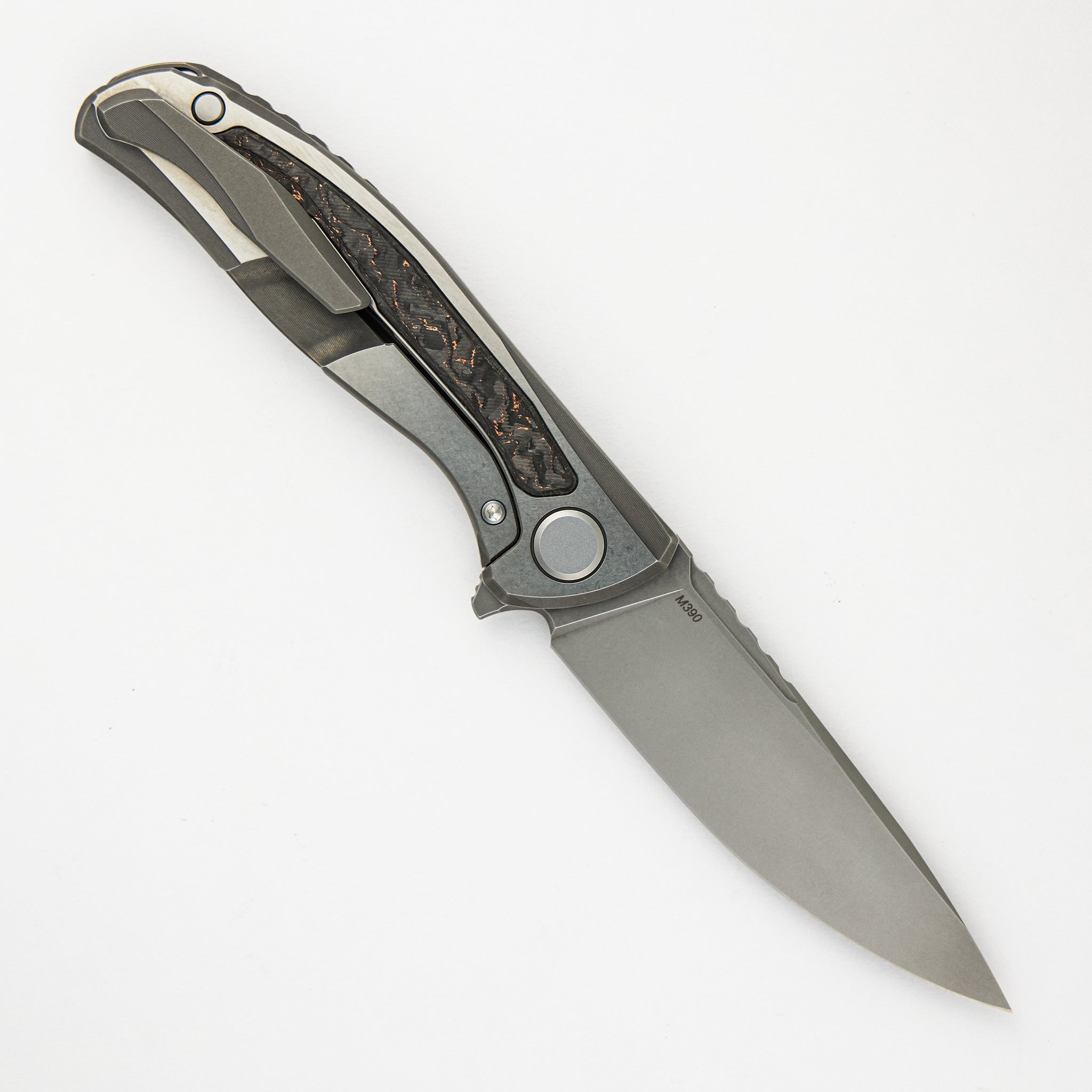 Shirogorov F95NL Gen. 5 - M390 Blade - Titanium Handle - Copper TechnoCarbo Inlays - MRBS