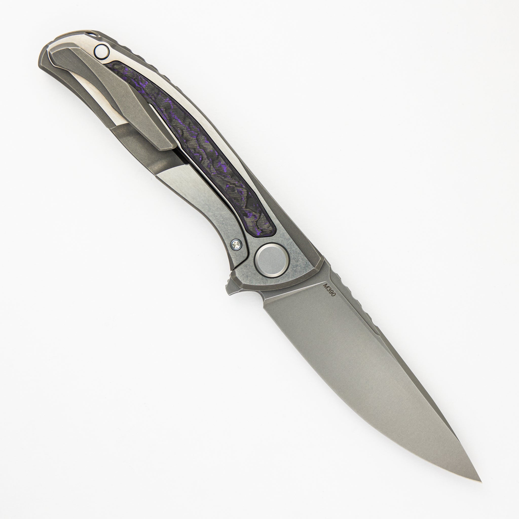 Shirogorov F95NL Gen. 5 - M390 Blade - Titanium Handle - Purple TechnoCarbo Inlays - MRBS