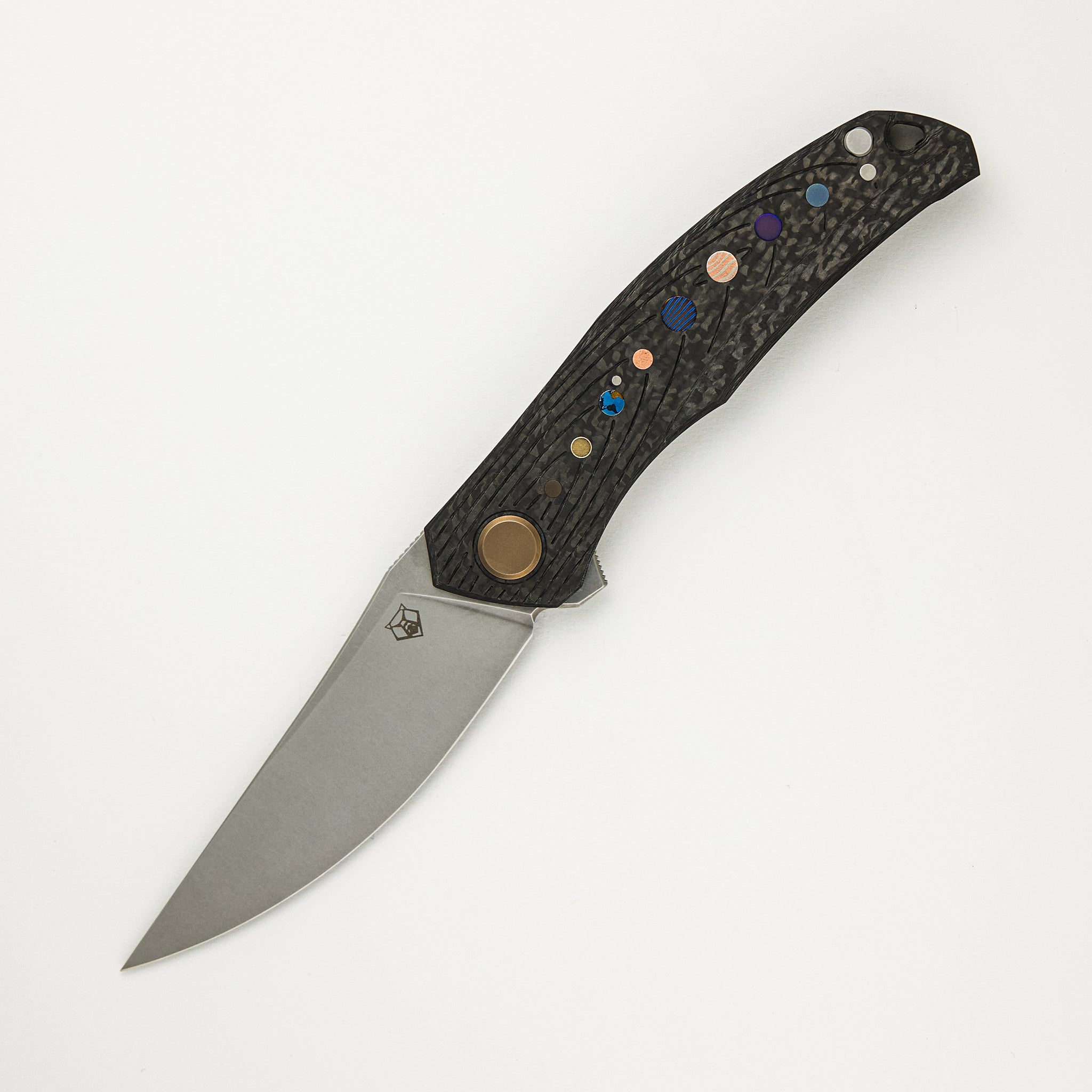 Shirogorov Knives / Igor Oleinikov Quantium Carbon Fiber “Solar System” – Cromax PM Blade – MRBS - Completed