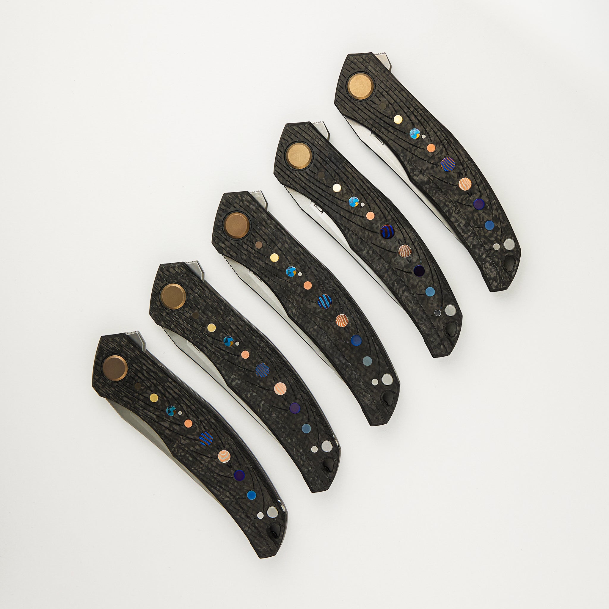 Shirogorov Knives / Igor Oleinikov Quantium Carbon Fiber “Solar System” – Cromax PM Blade – MRBS - Completed