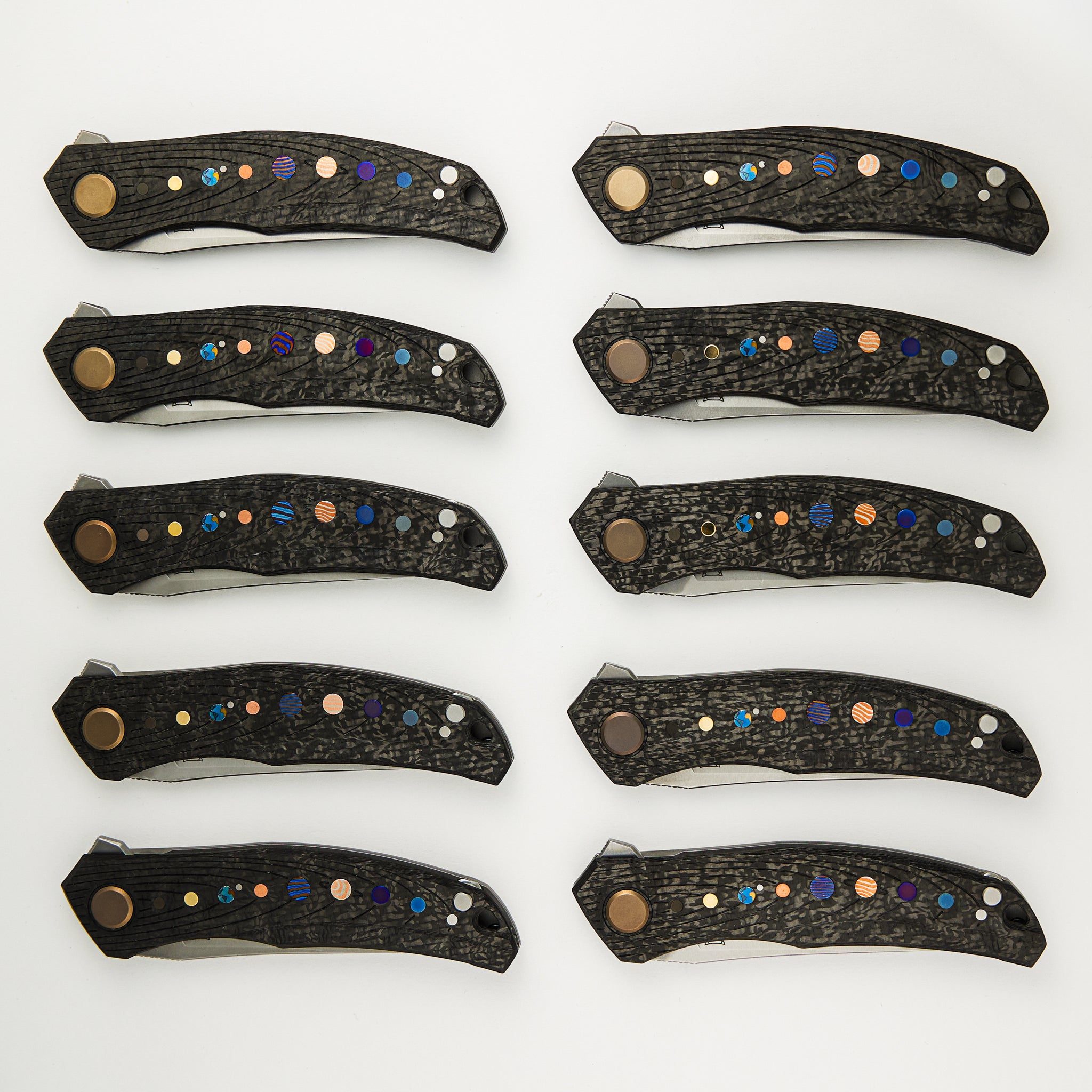 Shirogorov Knives / Igor Oleinikov Quantium Carbon Fiber “Solar System” – Cromax PM Blade – MRBS - Completed
