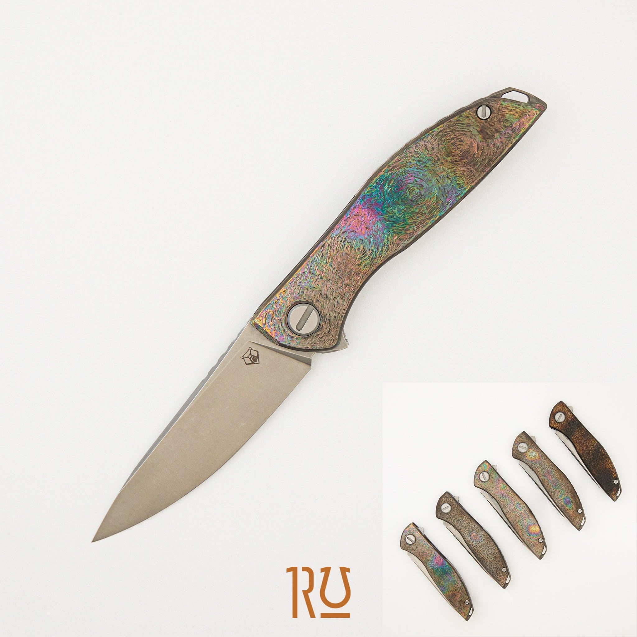 Sharknivco Finish NeOn "Avocado" - Titanium Handle - M390 Blade - MRBS