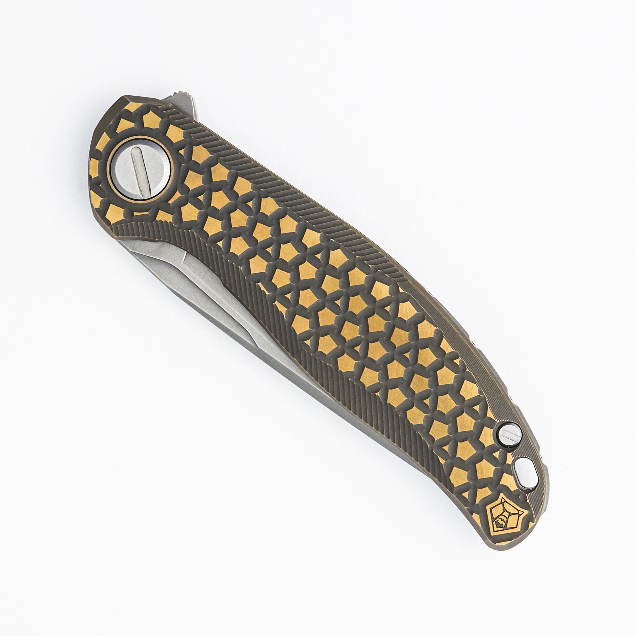 Stellar Bear Pattern – Bronze Titanium Handle – M390 Blade – MRBS
