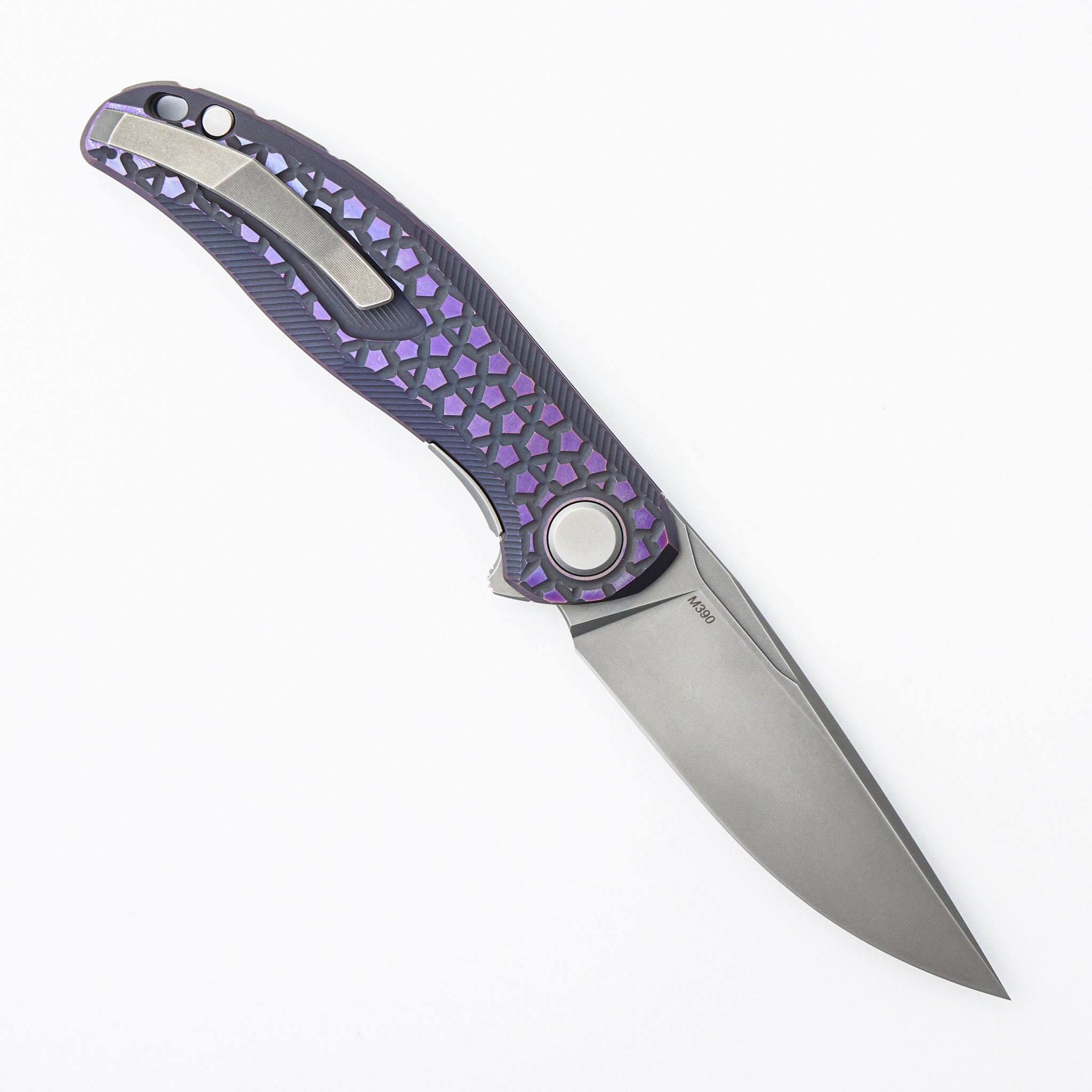 Stellar Bear Pattern – Purple Titanium Handle – M390 Blade – MRBS