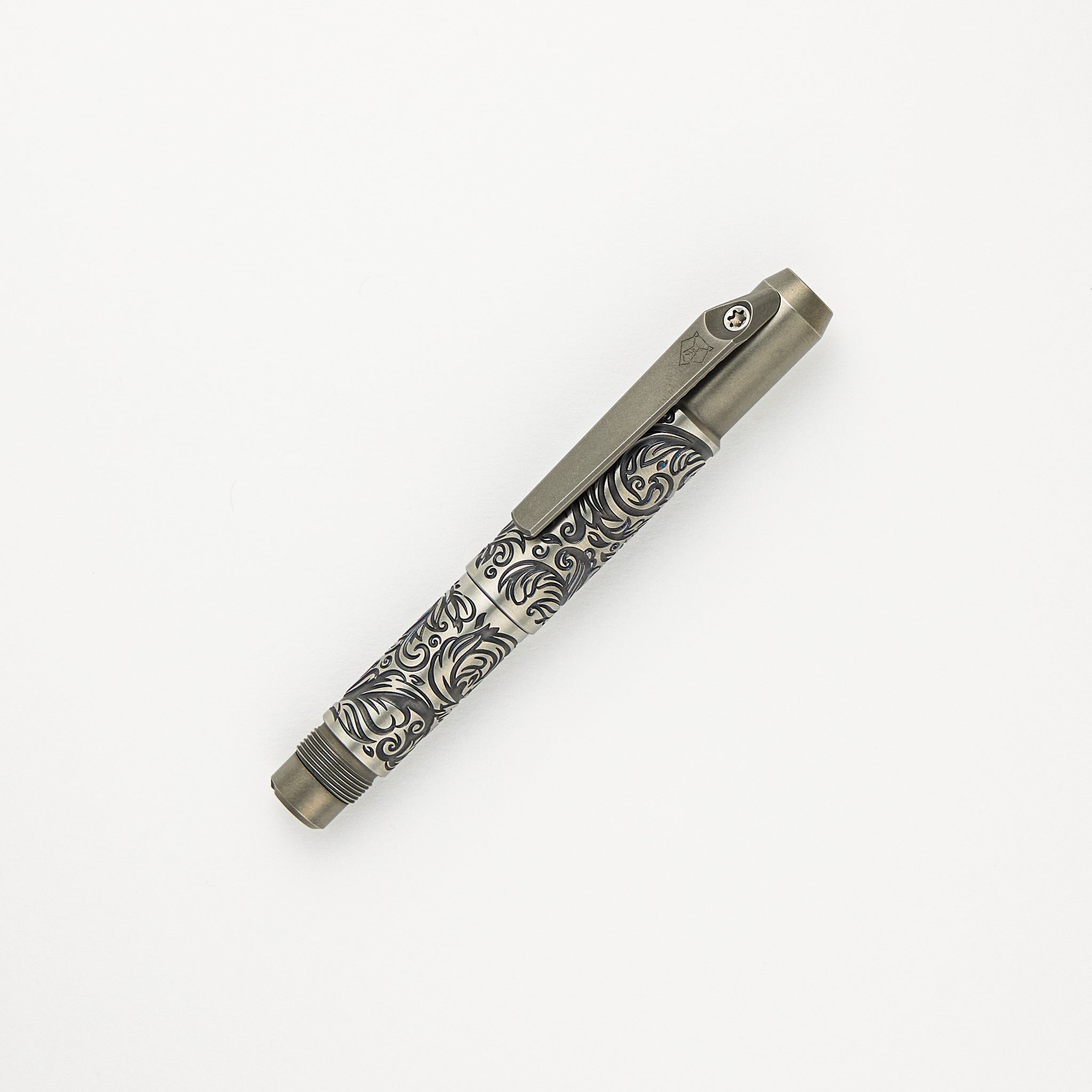 Shirogorov Knives / Ti2 Design Titanium Tool Pen - "Scroll" Engraved - Completed