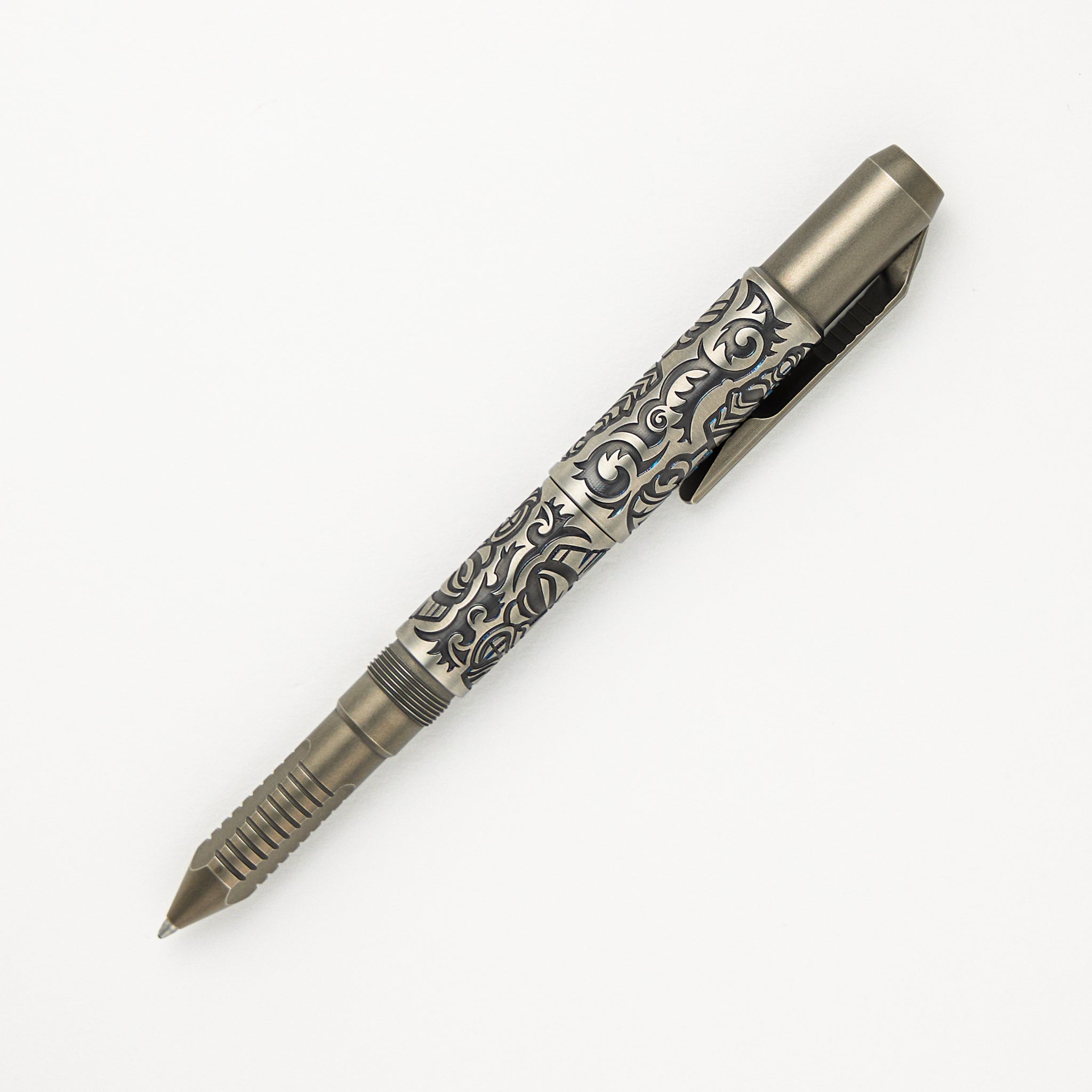 Shirogorov Knives / Ti2 Design Titanium Tool Pen - "Tiki" Engraved - Completed