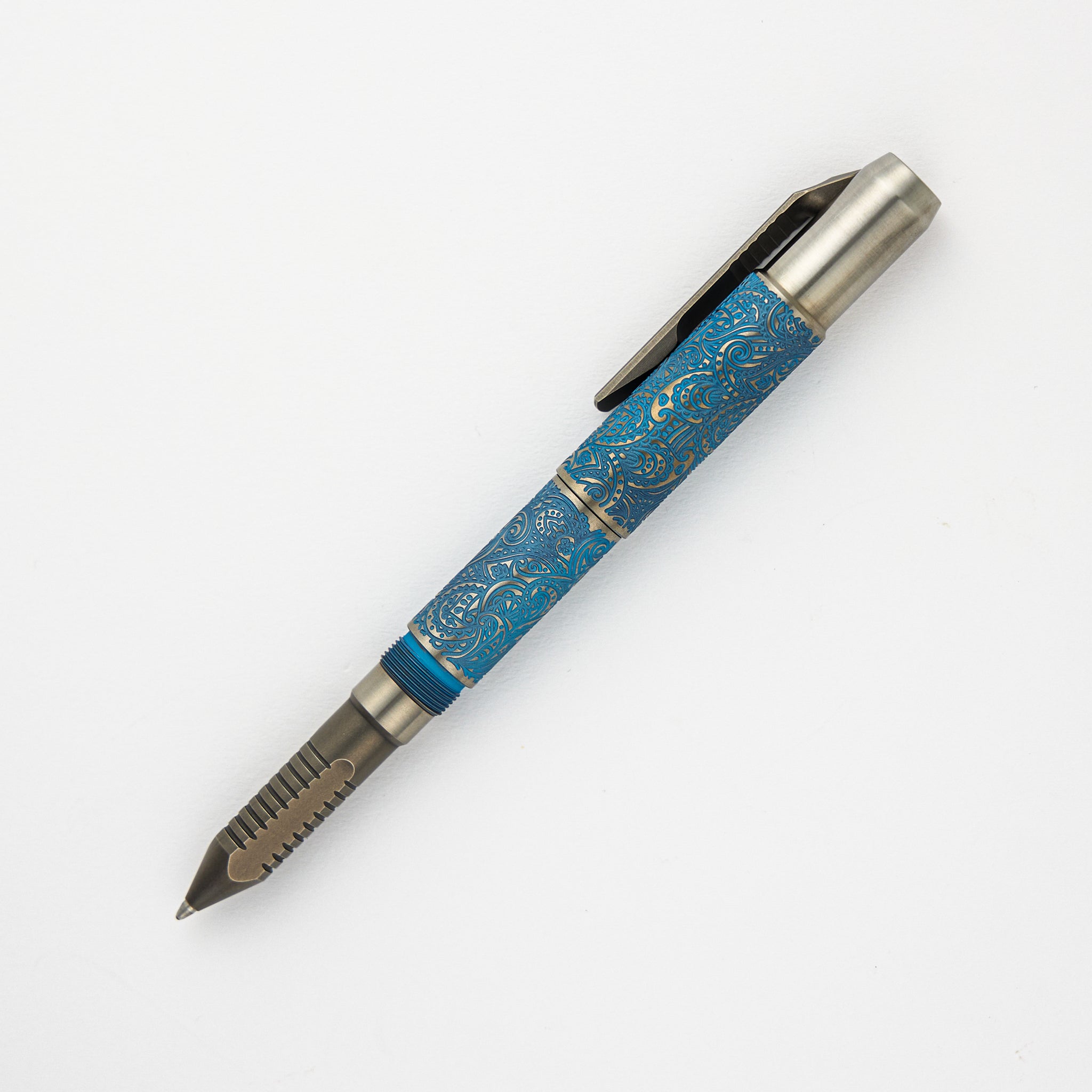 Ti2 Design Collaboration Titanium Pivot Tool Pen - Paisley Engraved