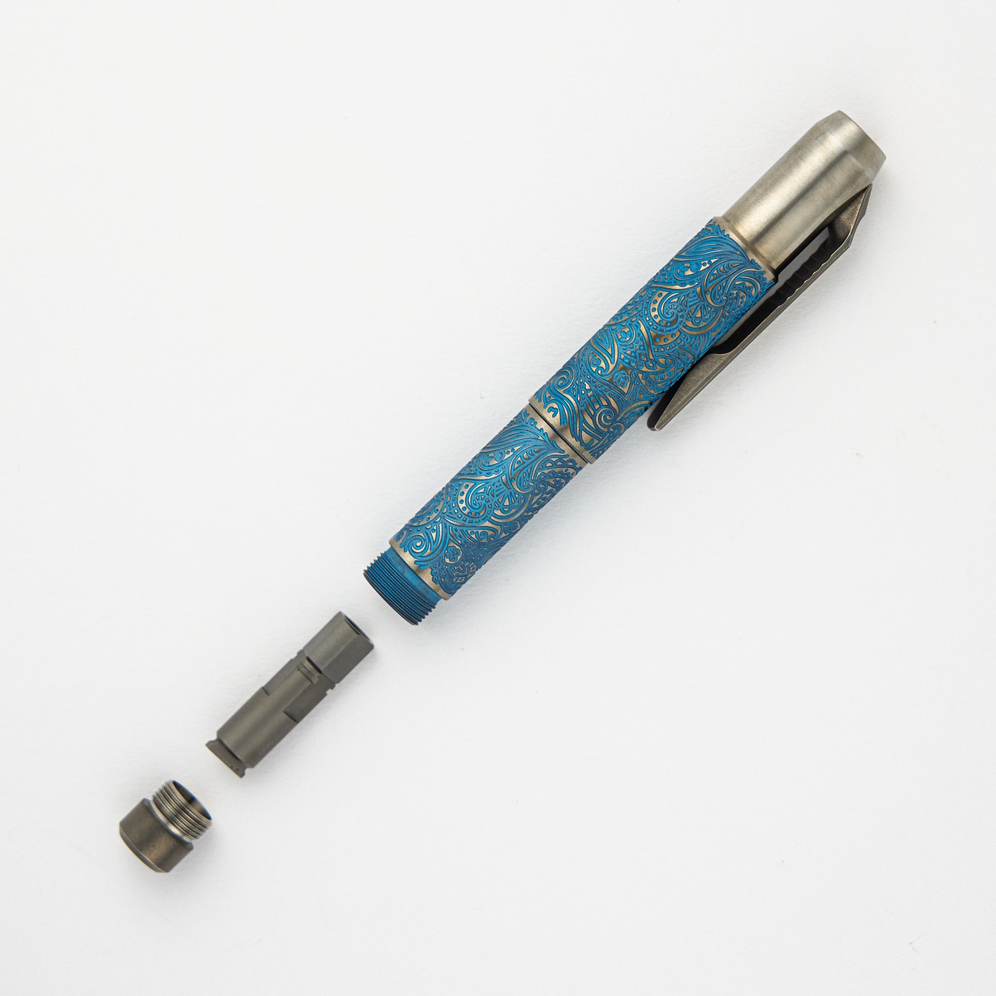 Ti2 Design Collaboration Titanium Pivot Tool Pen - Paisley Engraved