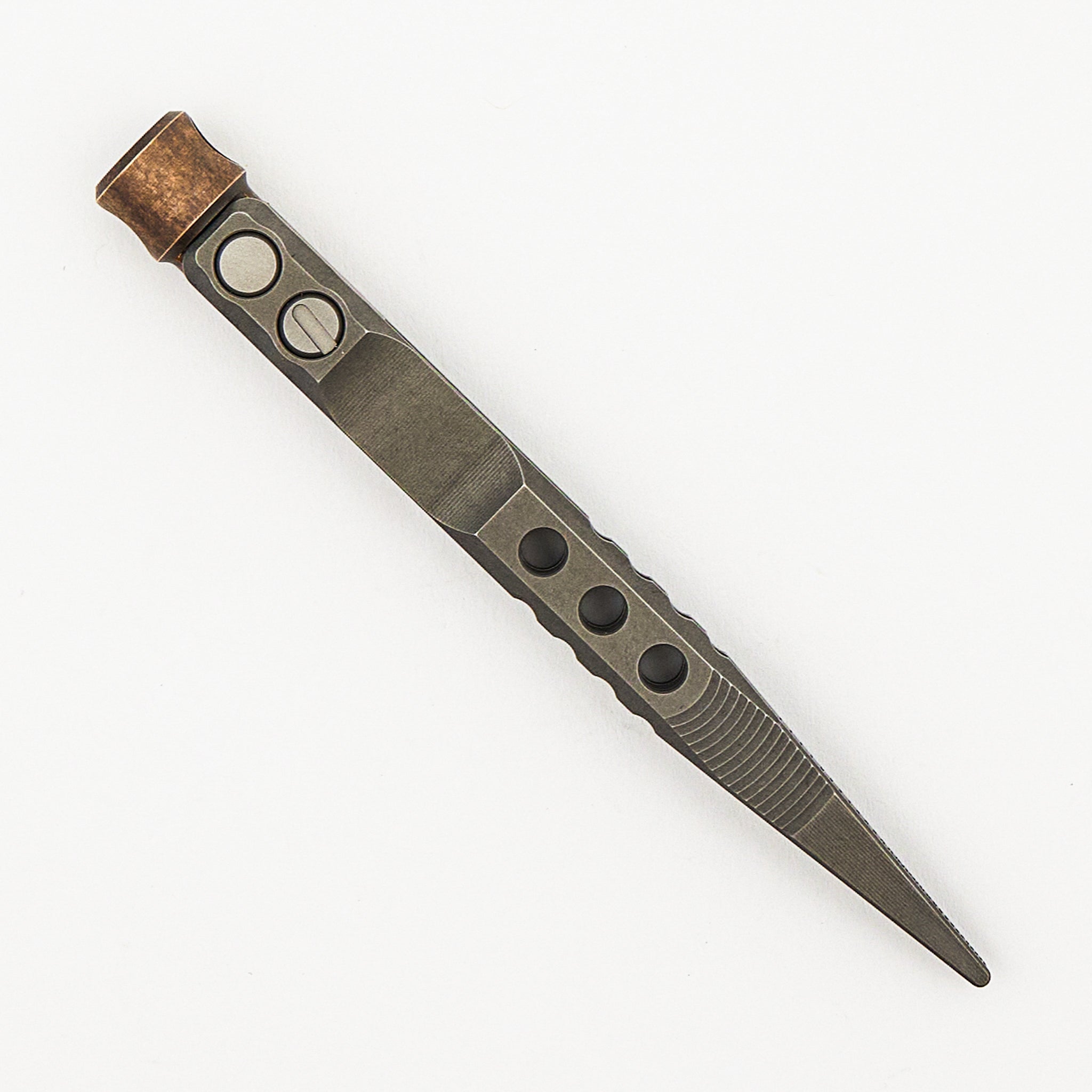 Tweezer and Bit Driver Set - Titanium/Brass - Cova Leather Pouch