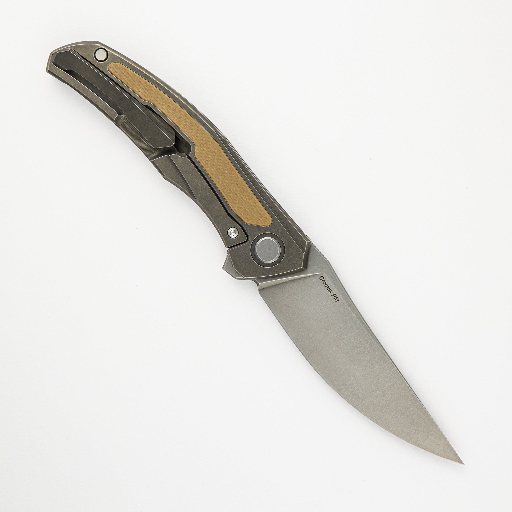 SHIROGOROV URSUS QUANTUM – CROMAX PM BLADE – TITANIUM HANDLE – BEIGE G10 INLAY – MRBS