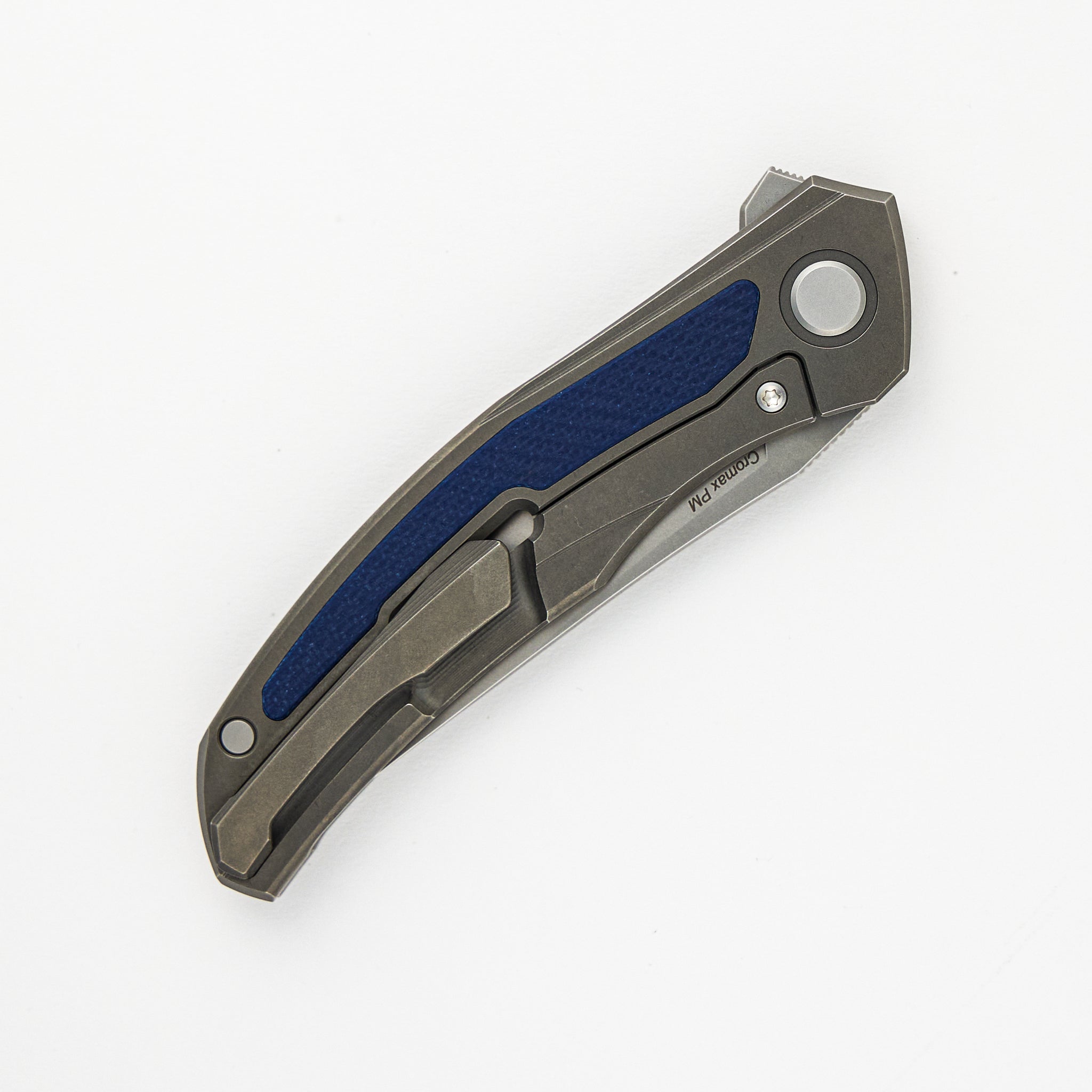 Ursus Quantum - Cromax PM Blade - Titanium Handle - Dark Blue G10 Inlay - MRBS