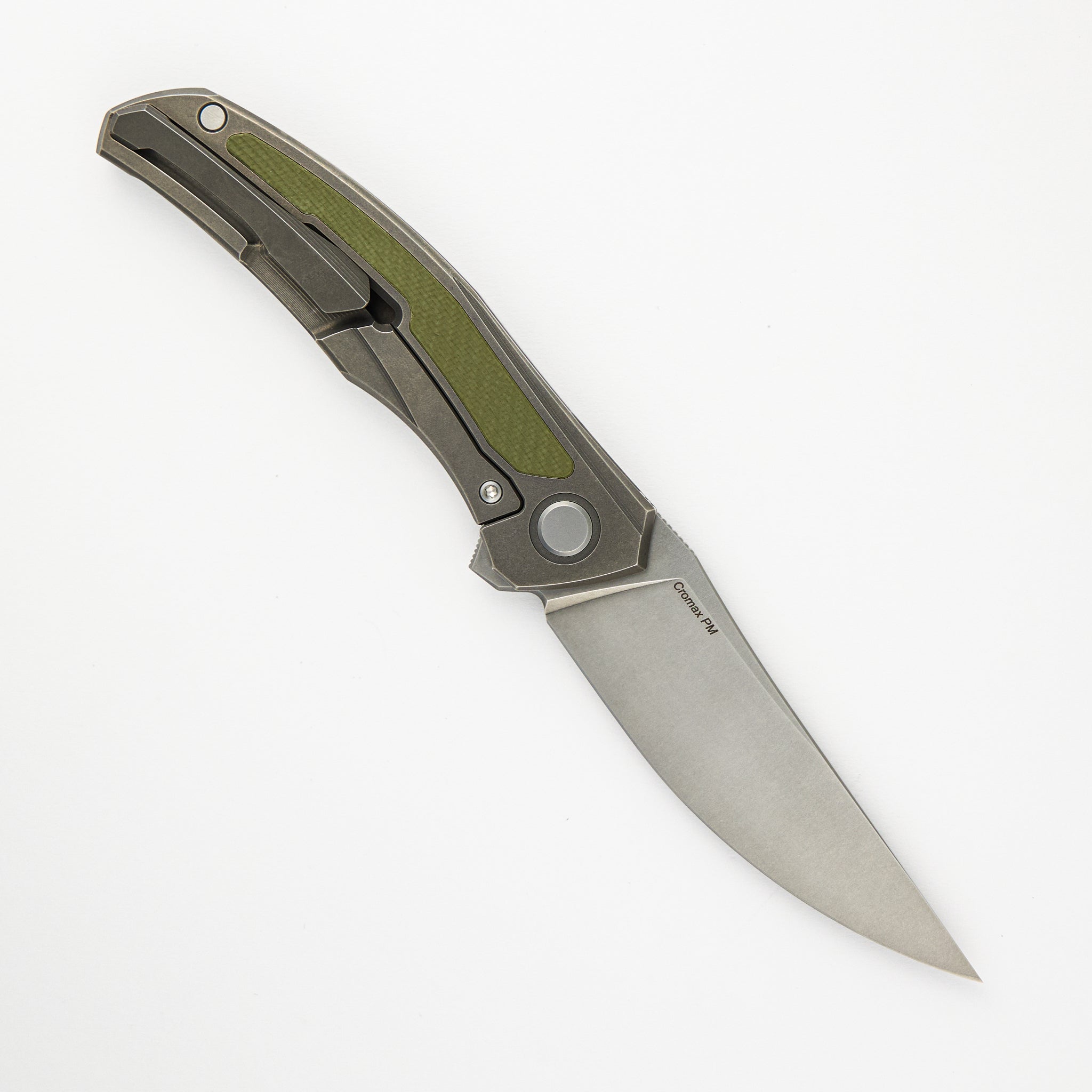 SHIROGOROV URSUS QUANTUM – CROMAX PM BLADE – TITANIUM HANDLE – GREEN G10 INLAY – SRB