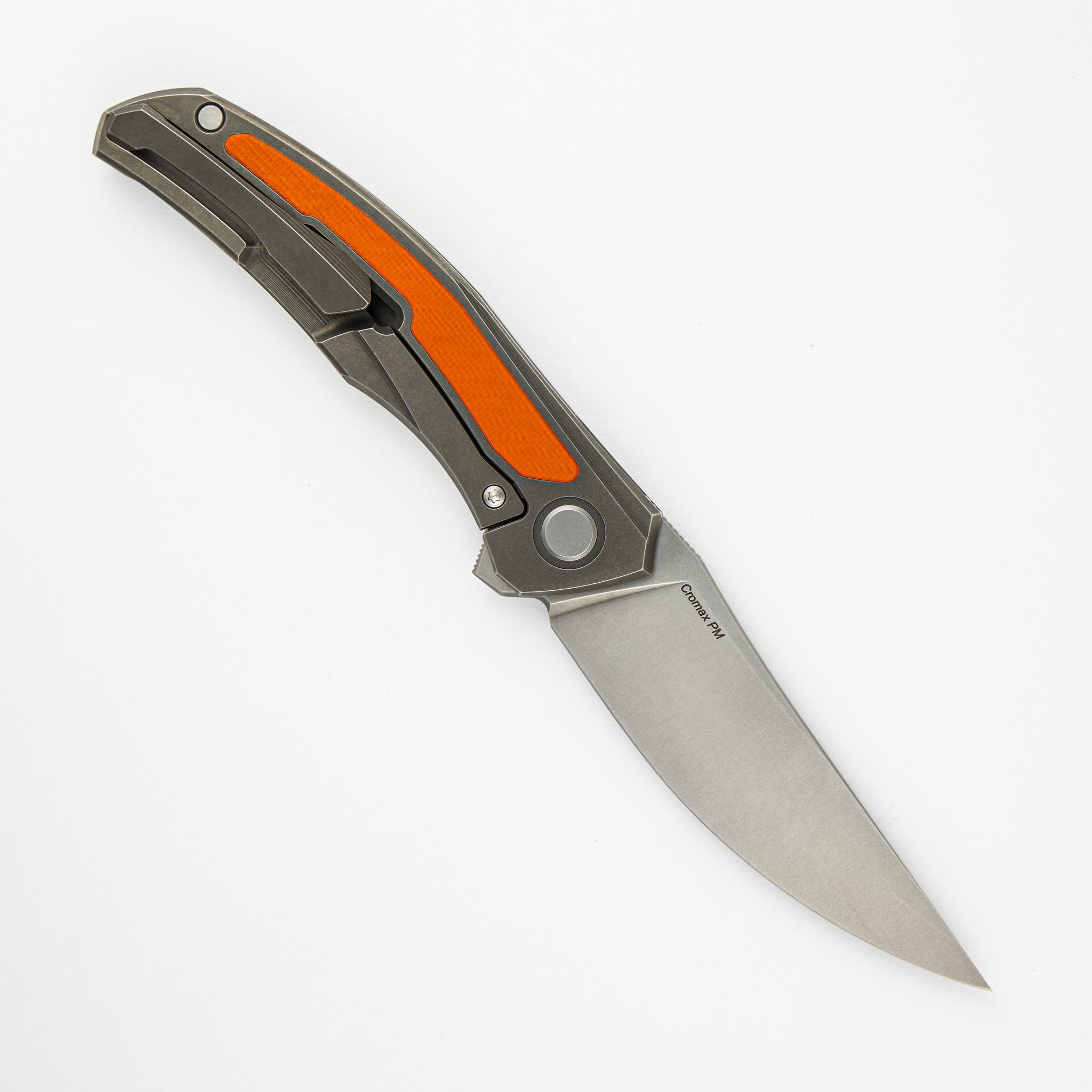 URSUS QUANTUM – CROMAX PM BLADE – TITANIUM HANDLE – ORANGE G10 INLAY – SRB
