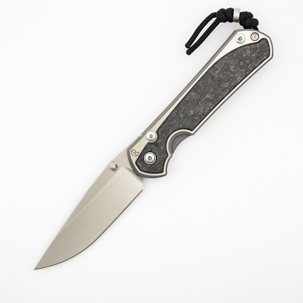 Large Sebenza 31 - Sako Exclusive TechnoCarbo Inlay - Polished Drop Point CPM MagnaCut Blade - MIM Clip - Silver Double Thumb Lugs - SRP Sako