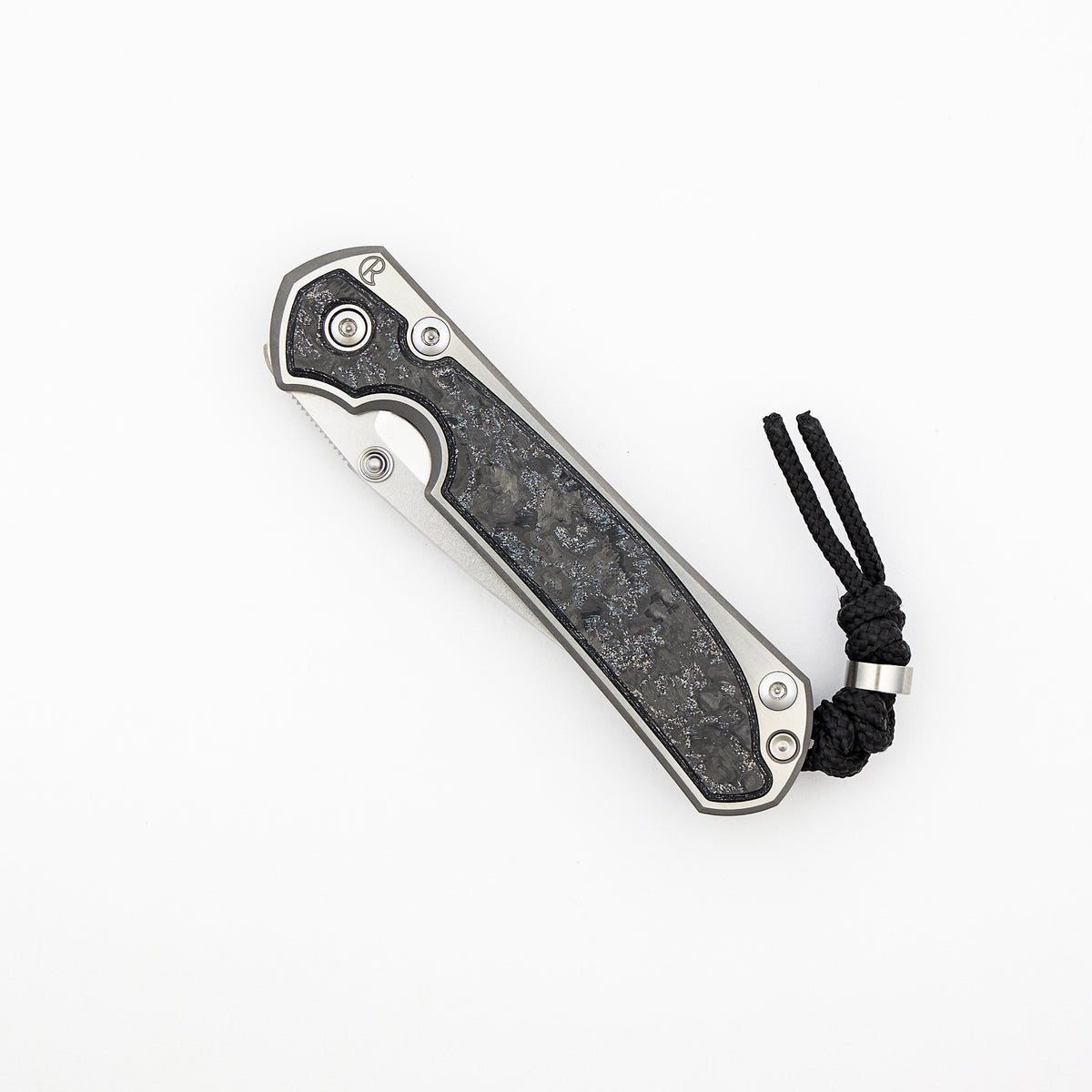 Small Sebenza 31 - Sako Exclusive TechnoCarbo Inlay - Polished Drop Point CPM MagnaCut Blade - MIM Clip - Silver Double Thumb Lugs - SRP Sako