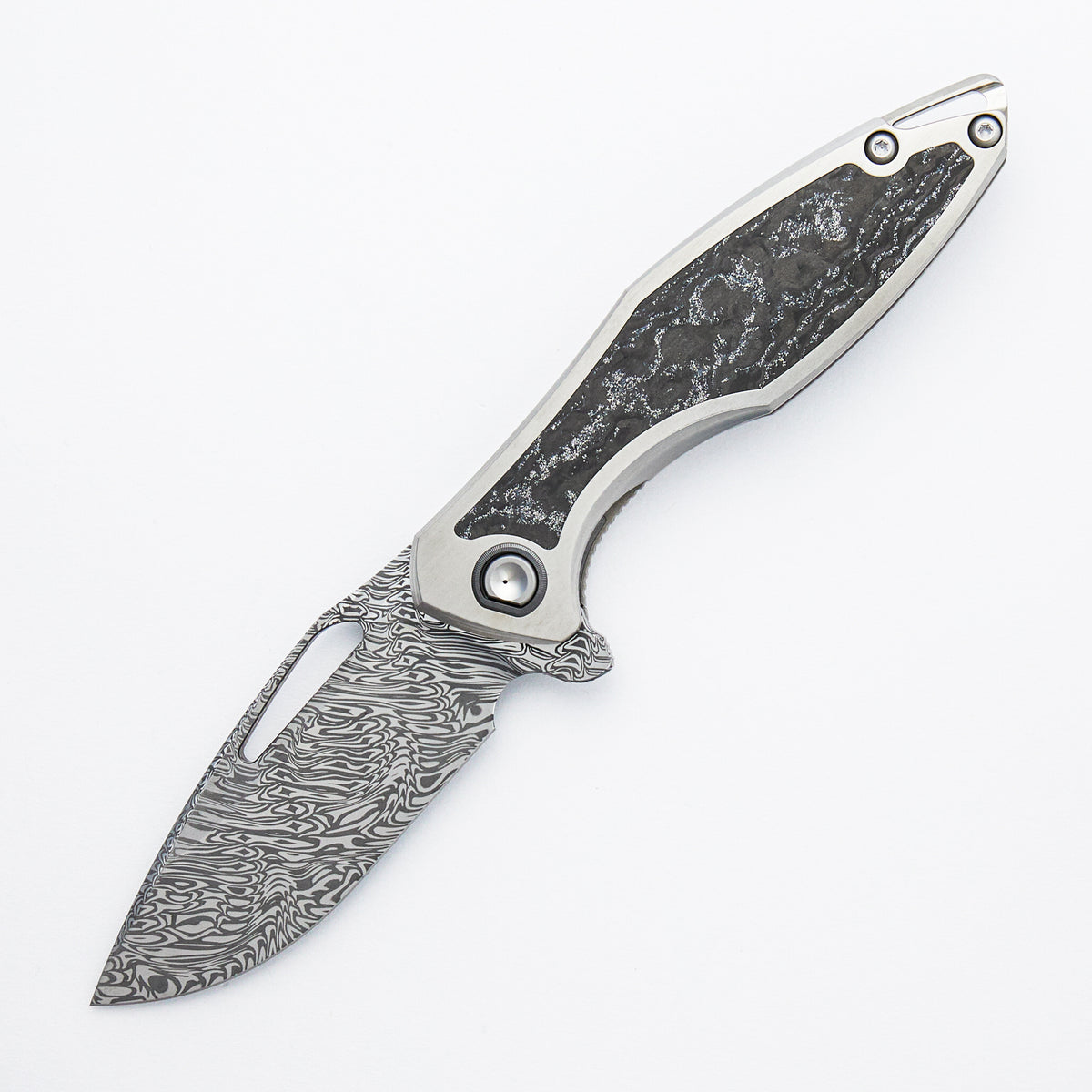 Custom Arius - Titanium/TechnoCarbo Handle - Mirror Grabak Damasteel Blade - SRP Sako