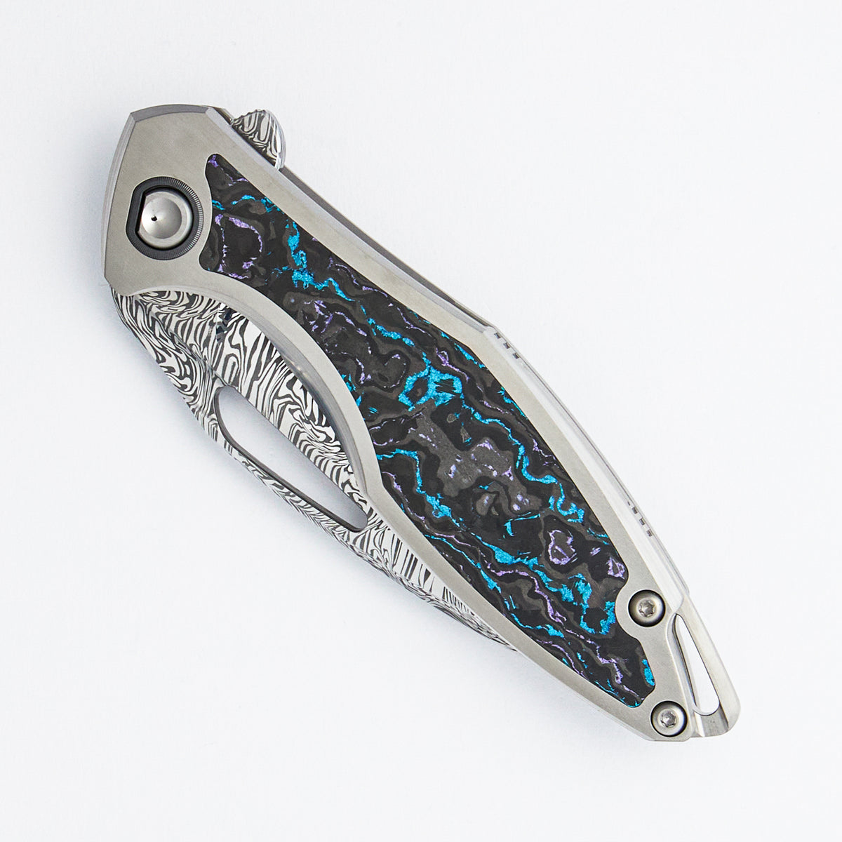 Custom Arius - Titanium/TechnoCarbo Handle - Mirror Grabak Damasteel Blade - SRP Tamar