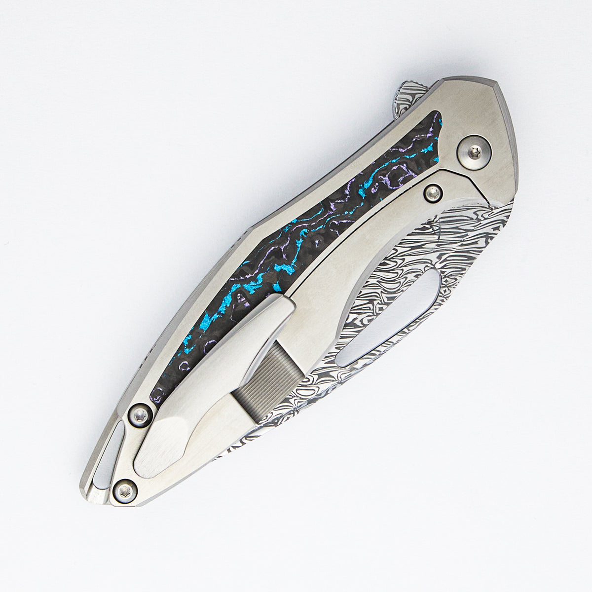 Custom Arius - Titanium/TechnoCarbo Handle - Mirror Grabak Damasteel Blade - SRP Tamar
