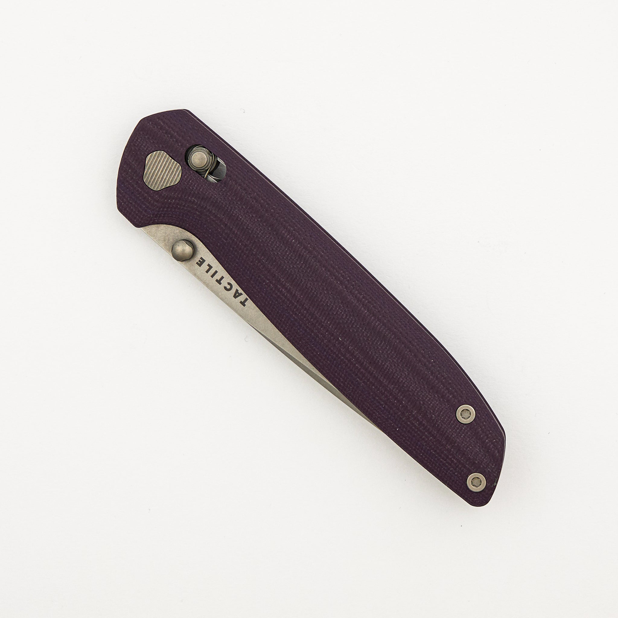 Maverick – Stonewash MagnaCut Blade – Purple G10 Handle