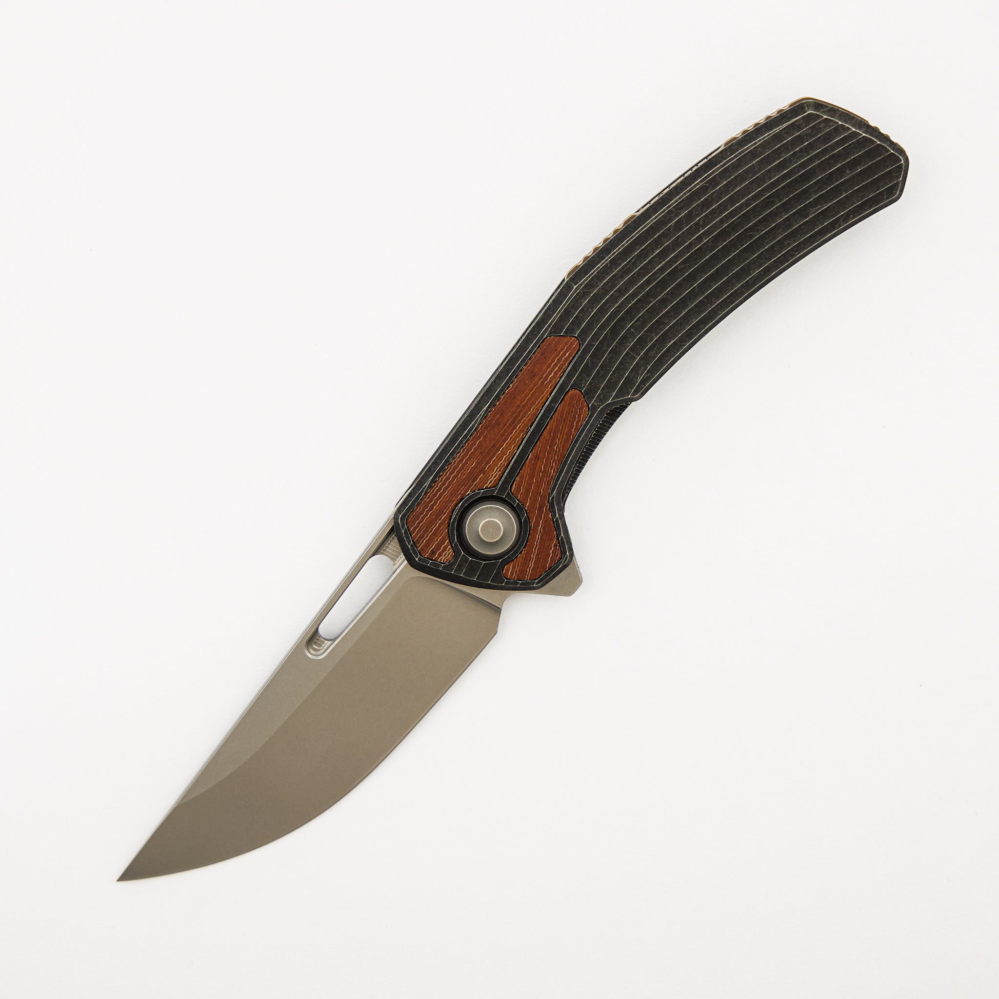 Archer - Ridged Titanium Handle W/ Vintage Micarta Inlay - MagnaCut Blade - Bronze accents