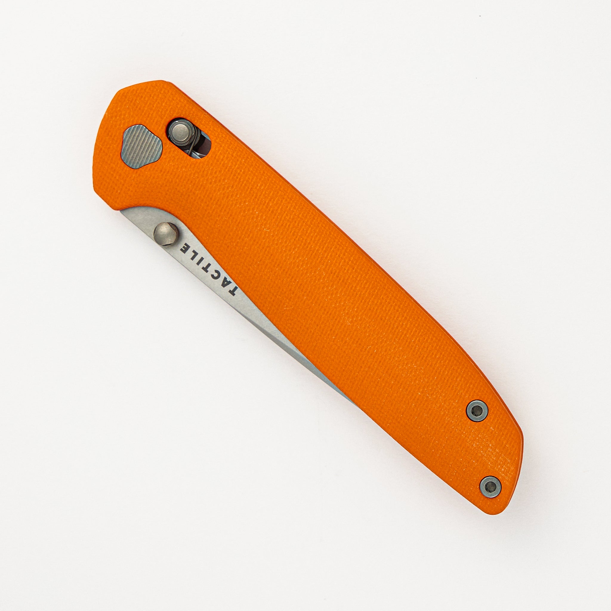 Maverick – Stonewash MagnaCut Blade – Orange G10 Handle