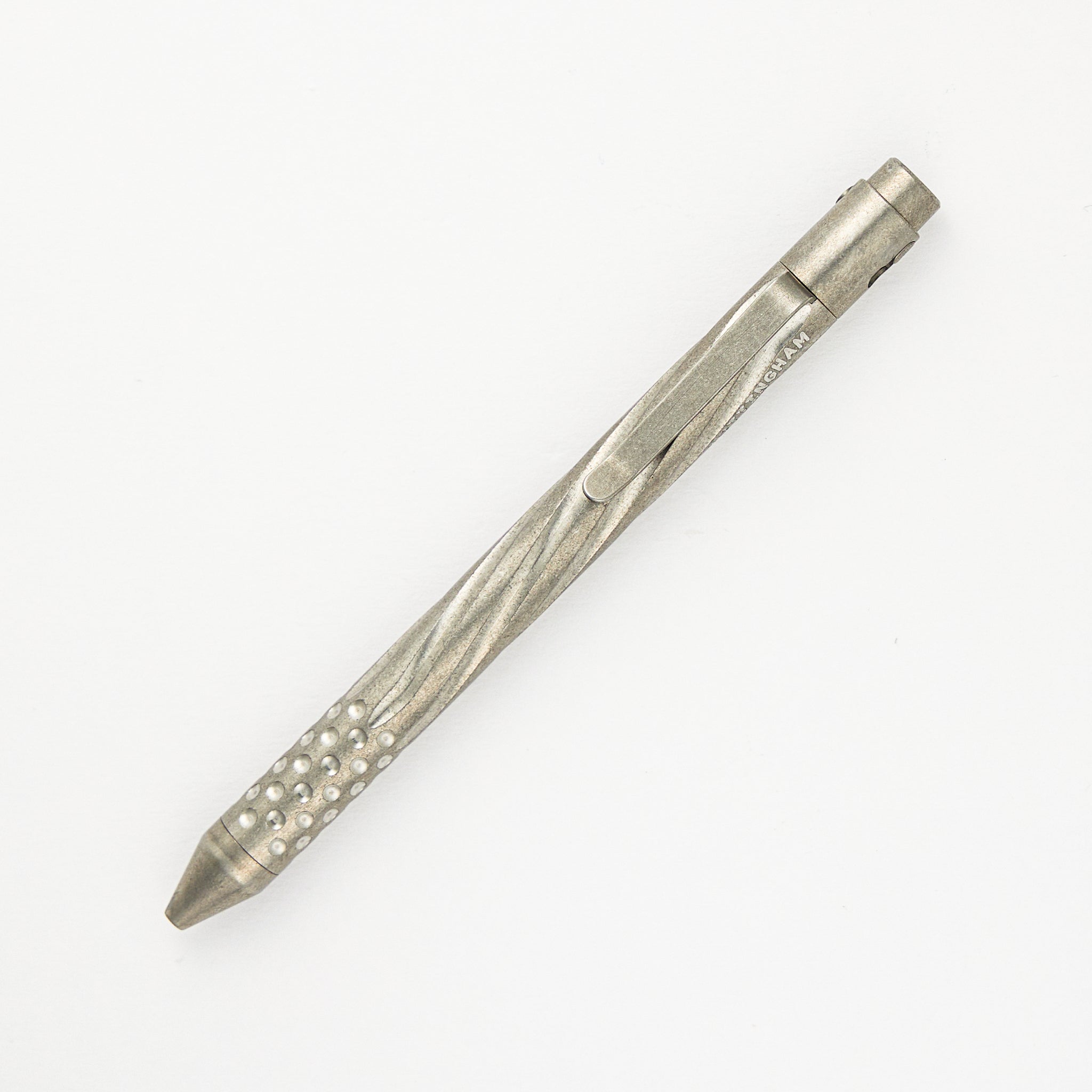 TiButton - Titanium G2 Full Size Spiral Flute With Dots RH SL Tumbled Pen