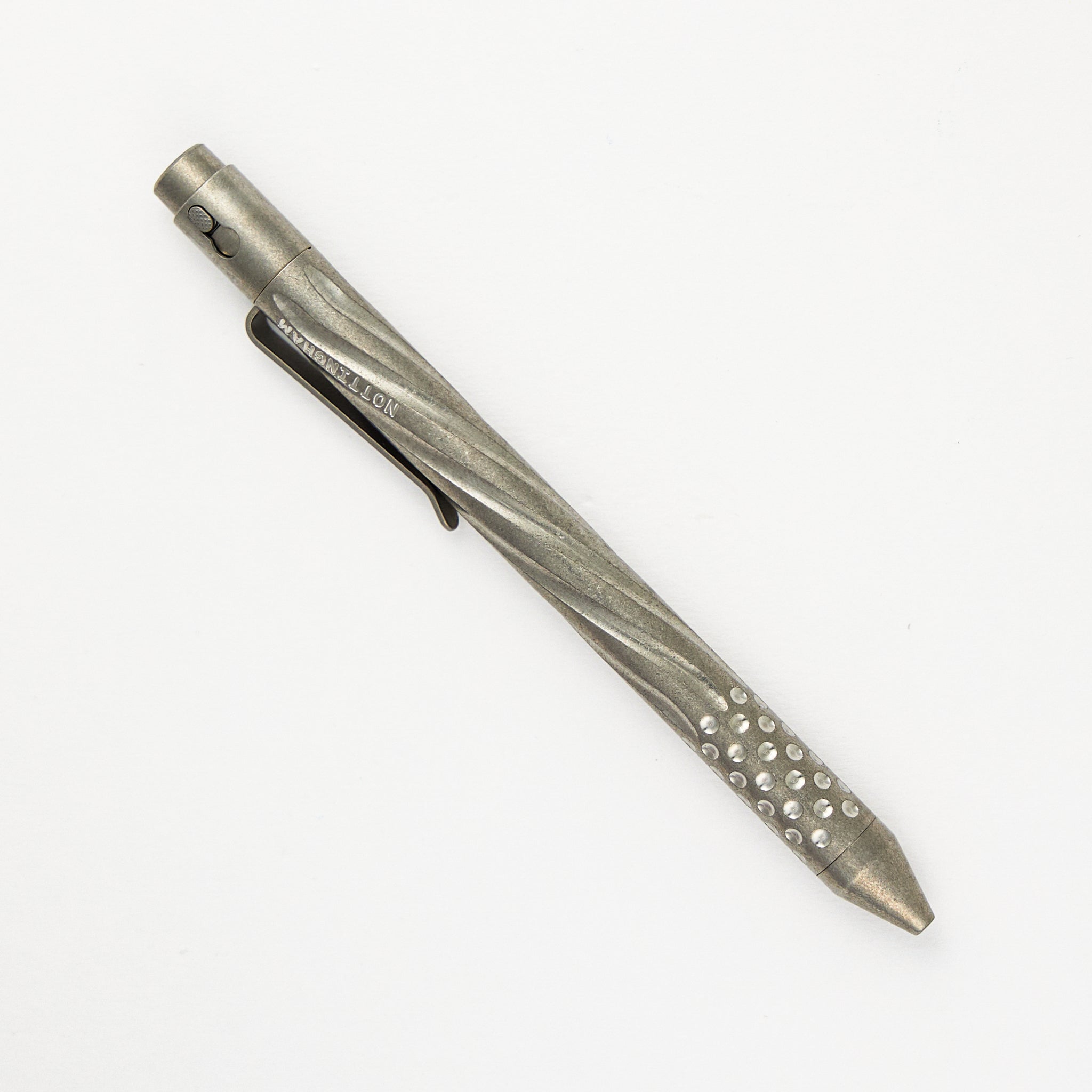 TiButton - Titanium G2 Full Size Spiral Flute With Dots RH SL Tumbled Pen