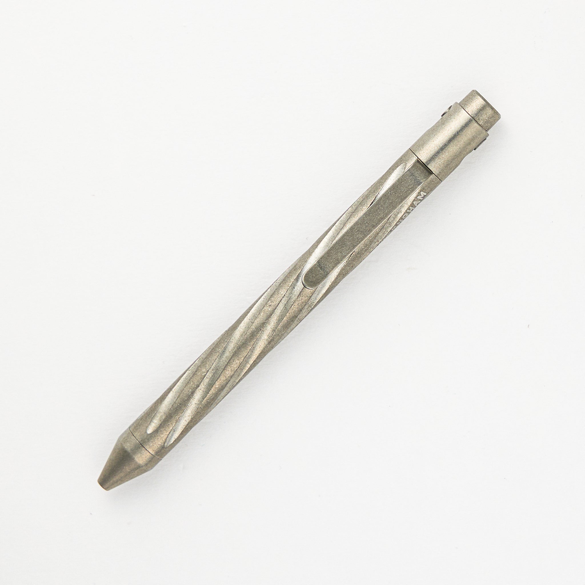 TiButton - Titanium Parker Full Spiral Flute RH SL Tumbled Pen