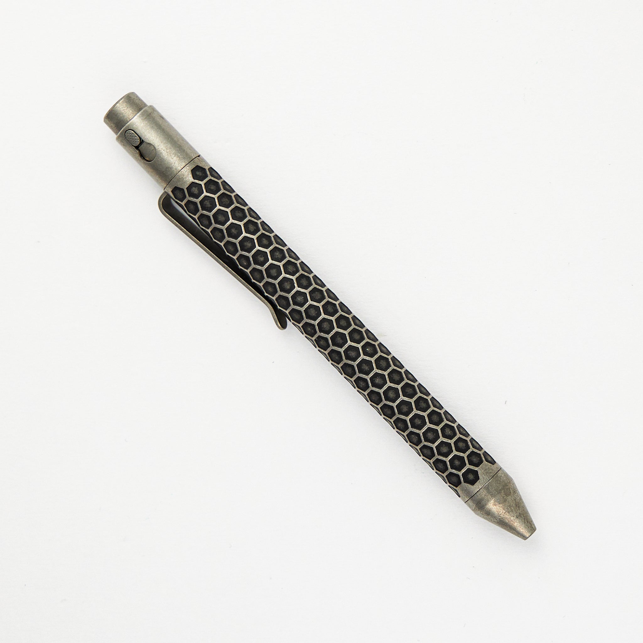 TiButton - Titanium Parker Honey Badger RH SL Blackened Tumbled Pen
