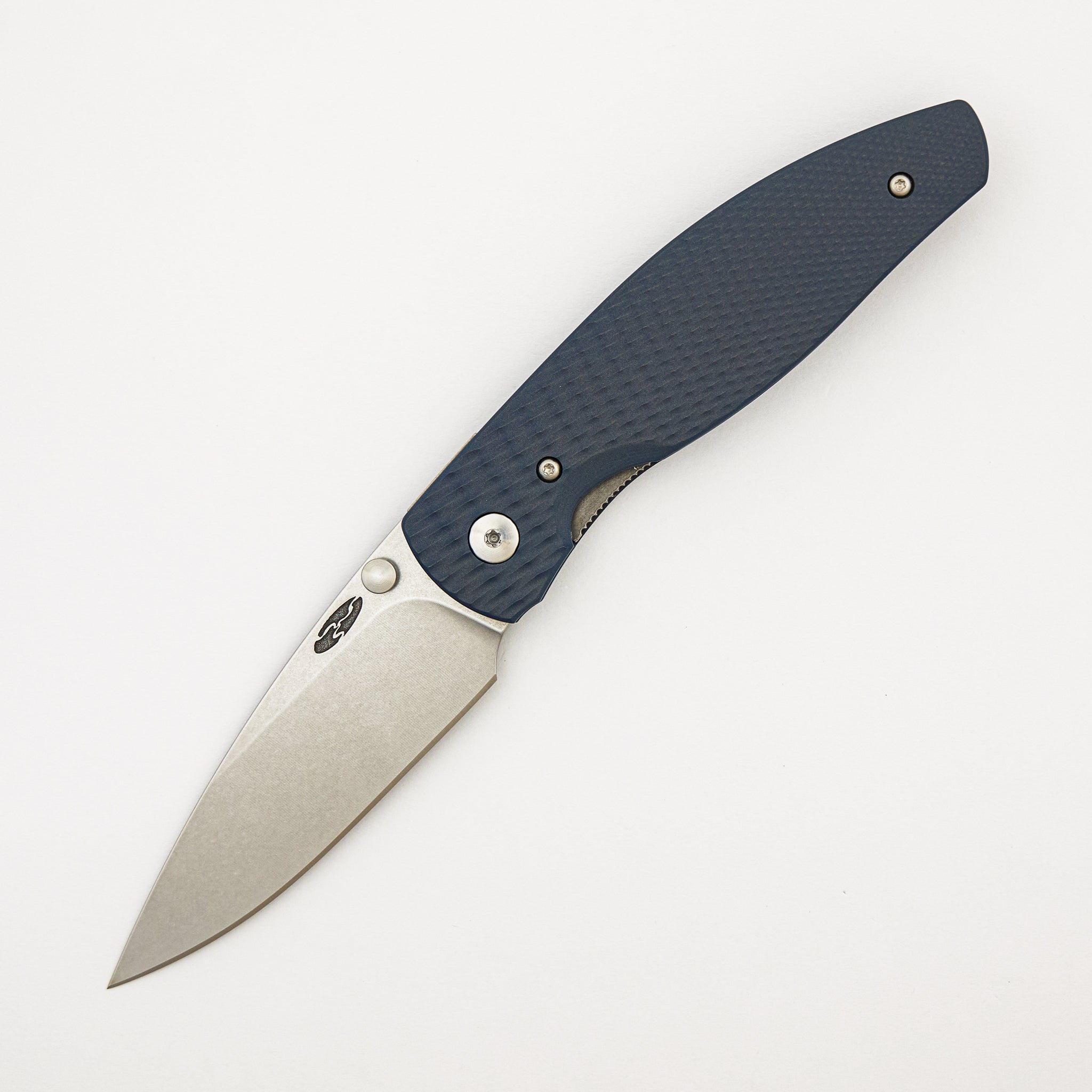 Atom Linerlock - Blue Cerakote Titanium Lizard Skin 3D Handle - MagnaCut Blade