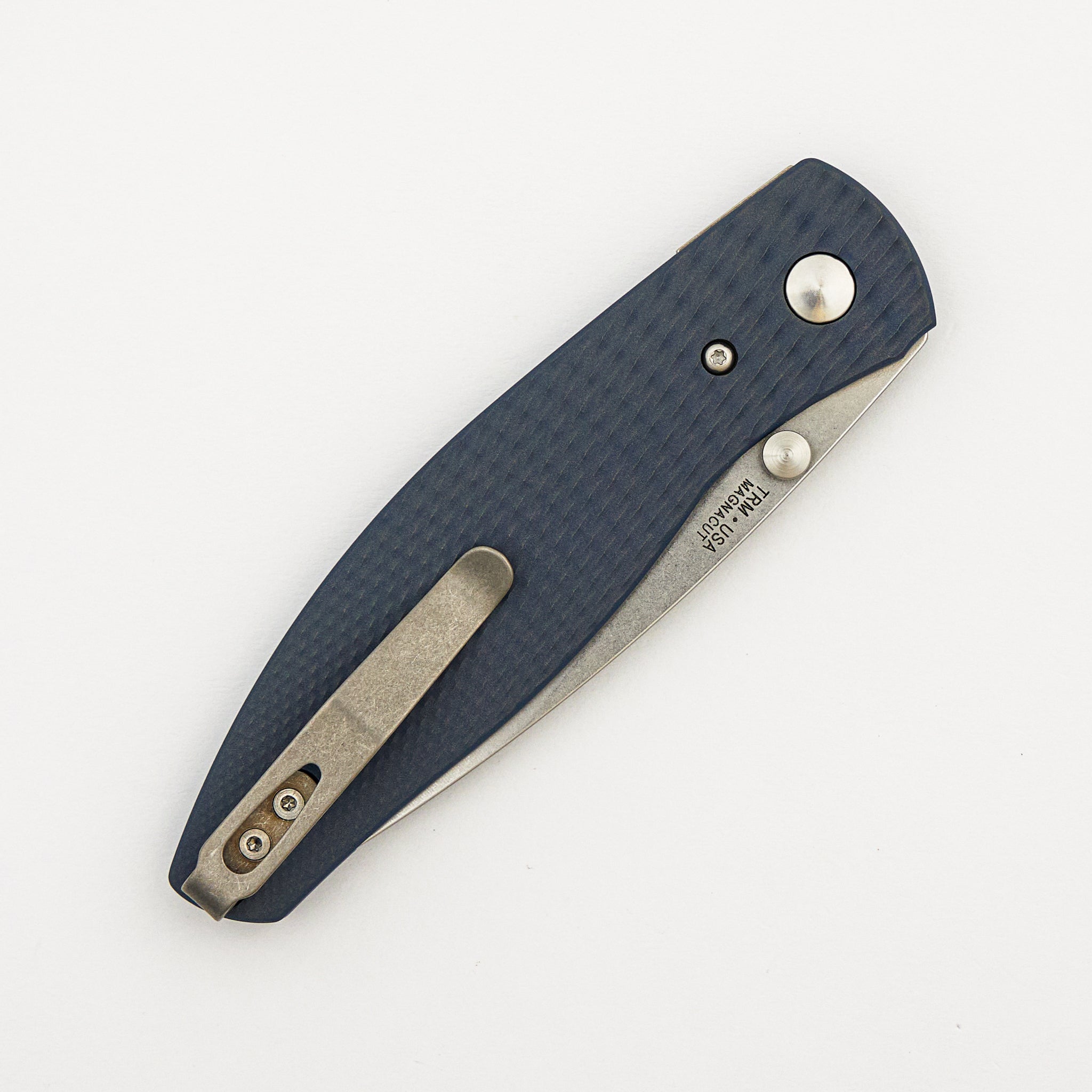 Atom Linerlock - Blue Cerakote Titanium Lizard Skin 3D Handle - MagnaCut Blade