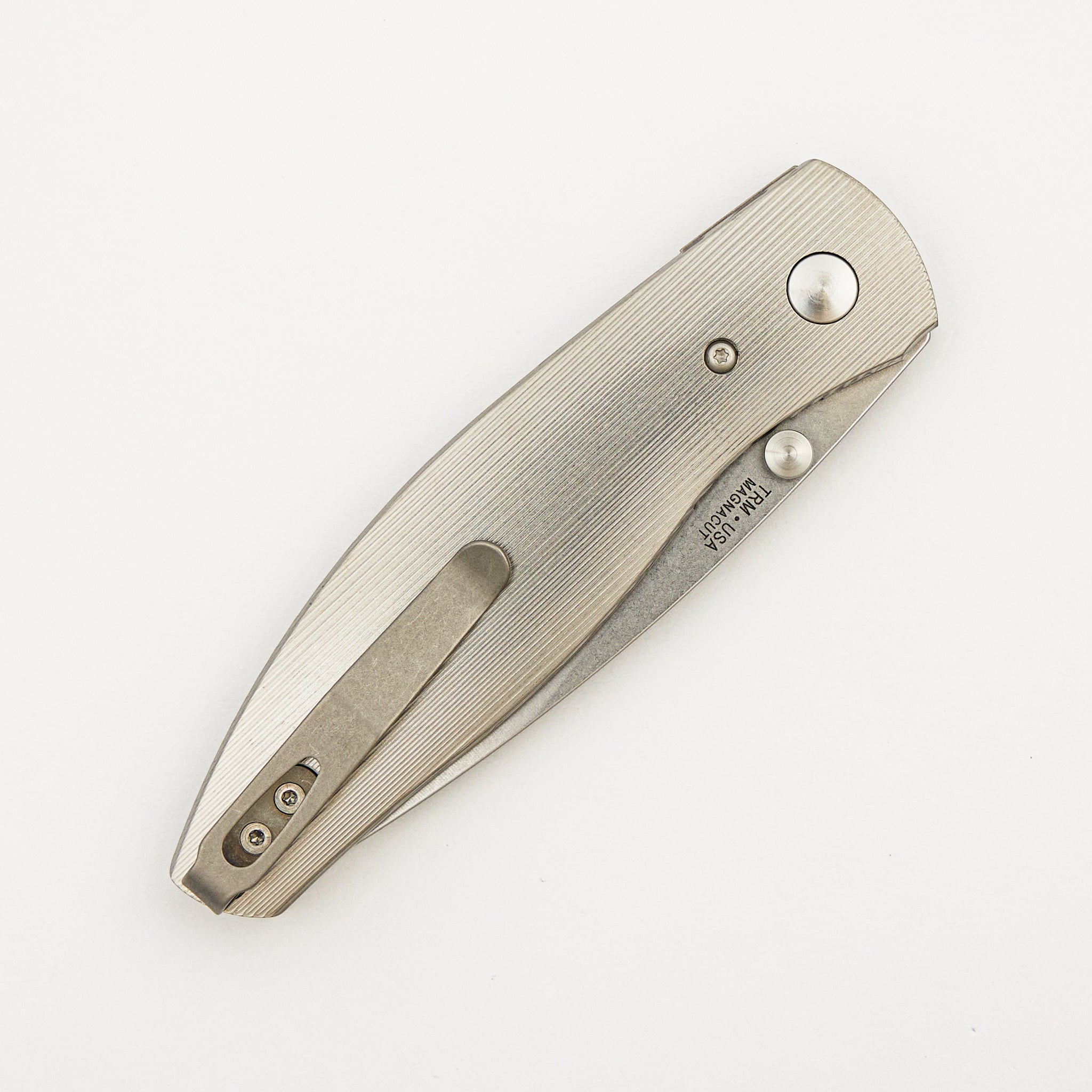 Atom Linerlock - Pinstripe Titanium 3D Handle - MagnaCut Blade