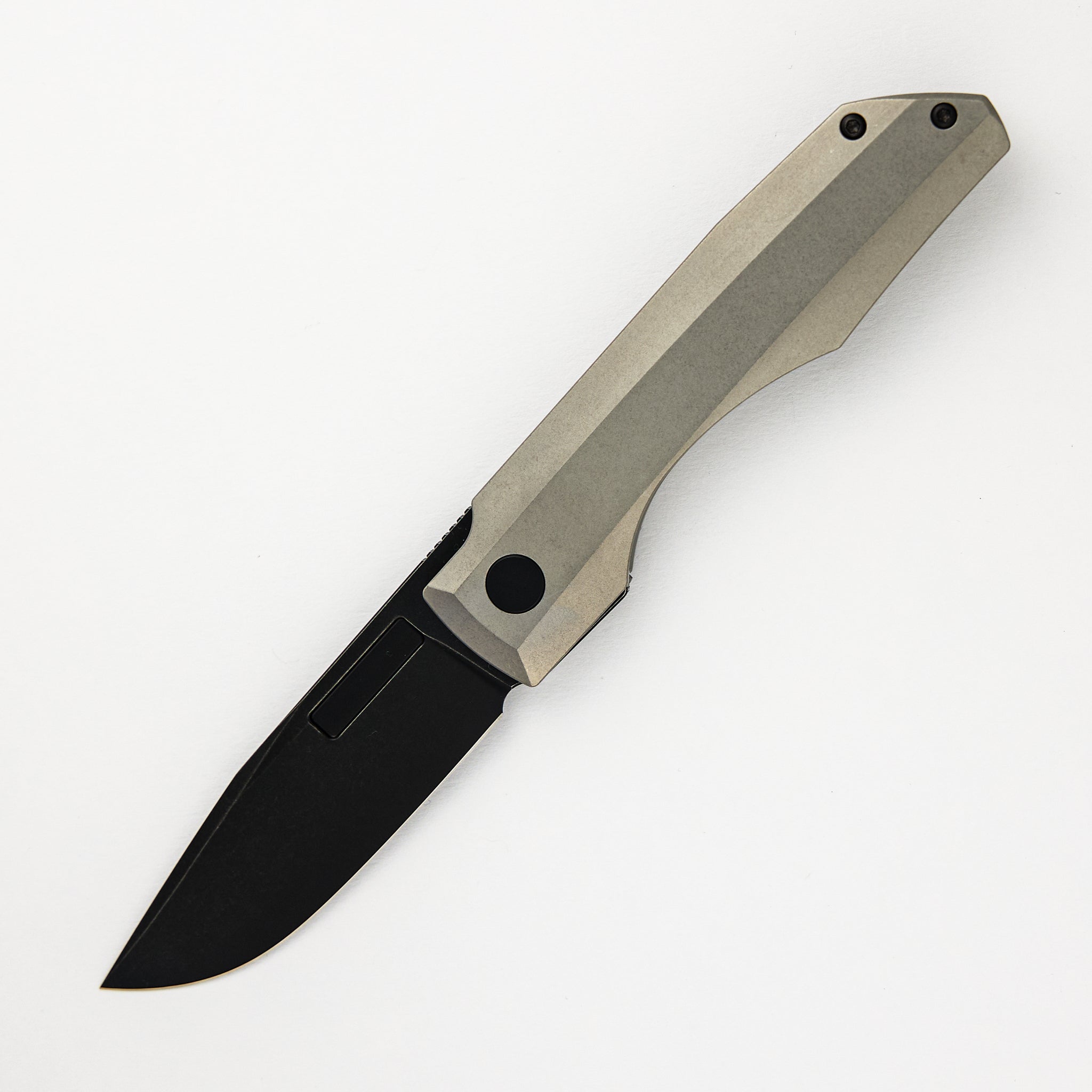 Impulse Thin Blackwash M390 Drop Point Blade Stonewash Titanium Handle Flipper