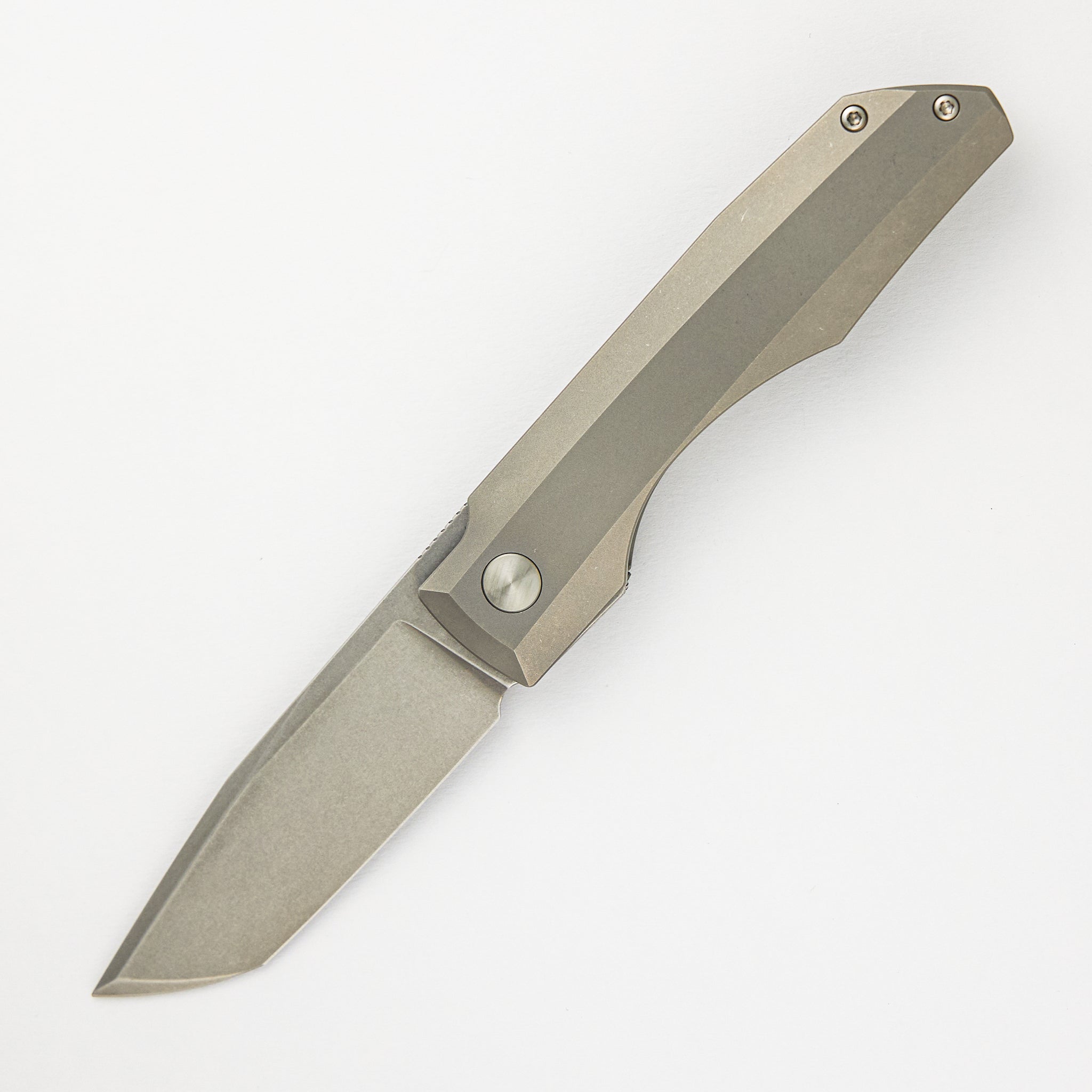 Impulse Stonewash M390 Tanto Blade Stonewash Titanium Handle Flipper
