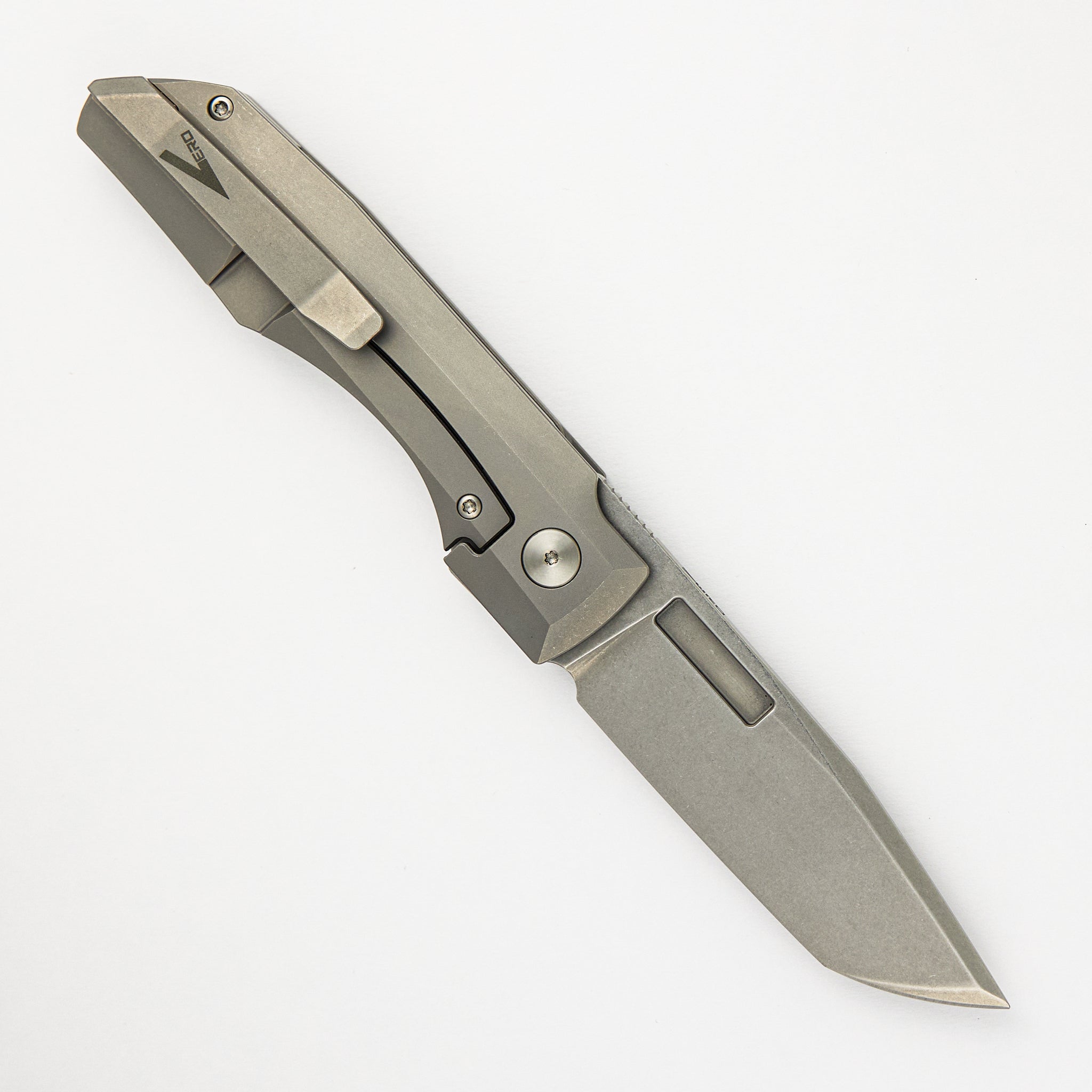 Impulse Stonewash M390 Tanto Blade Stonewash Titanium Handle Flipper