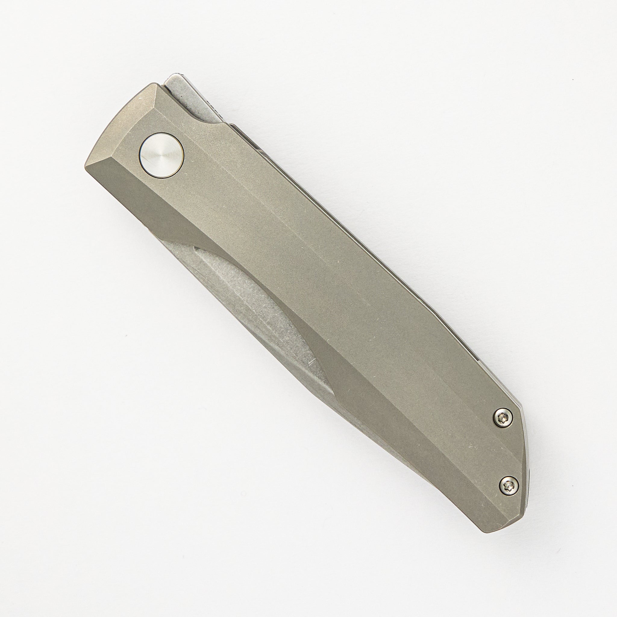 Impulse Stonewash M390 Tanto Blade Stonewash Titanium Handle Flipper