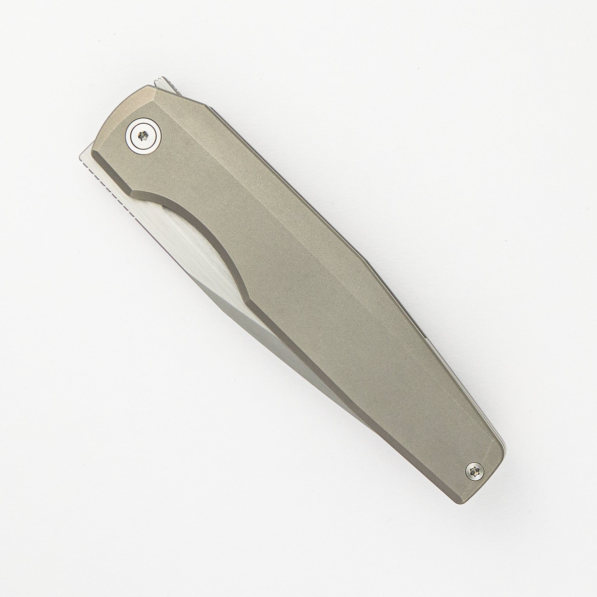 LUX Hand Satin M390 Blade Bead Blast Titanium Handle Flipper