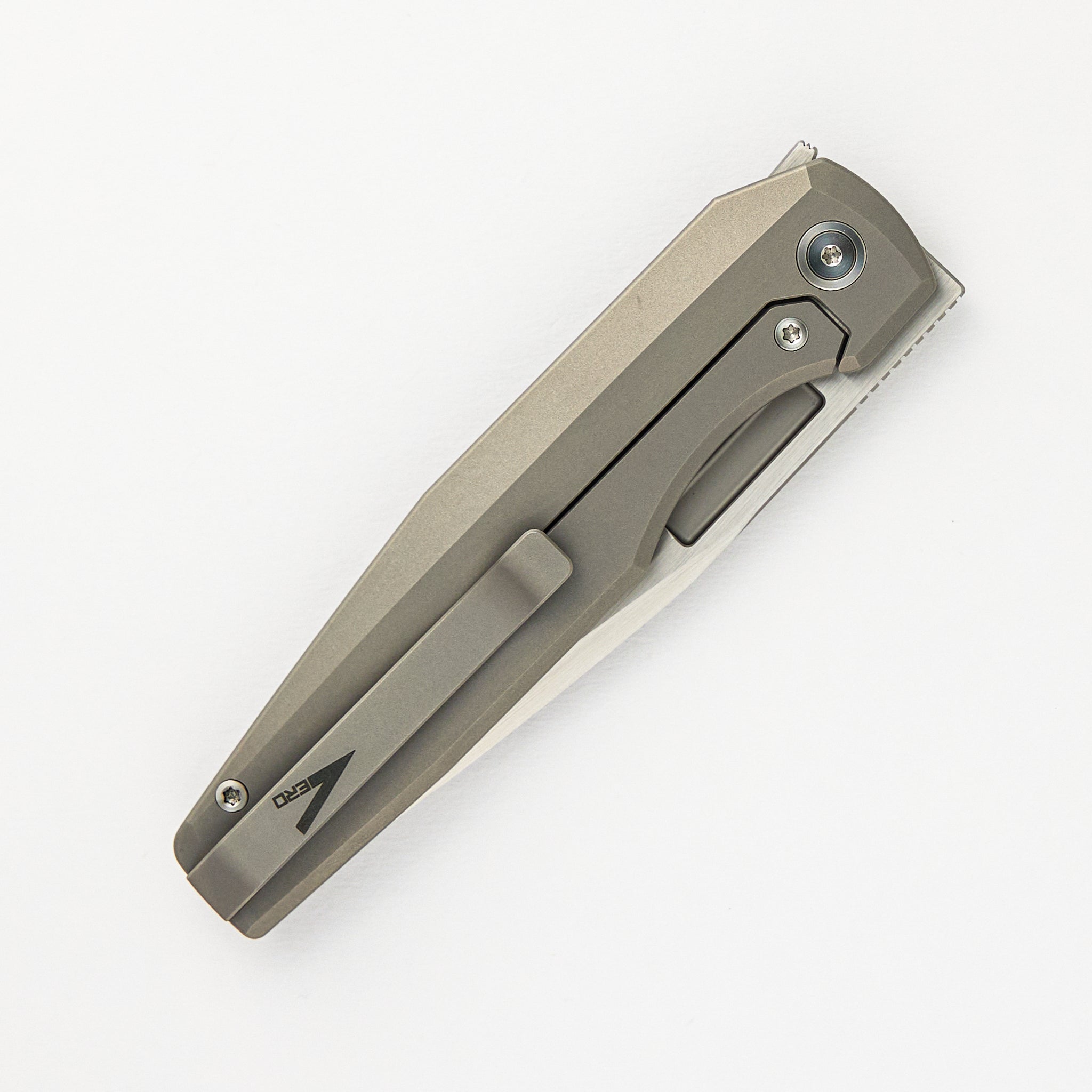 LUX Hand Satin M390 Blade Bead Blast Titanium Handle Flipper