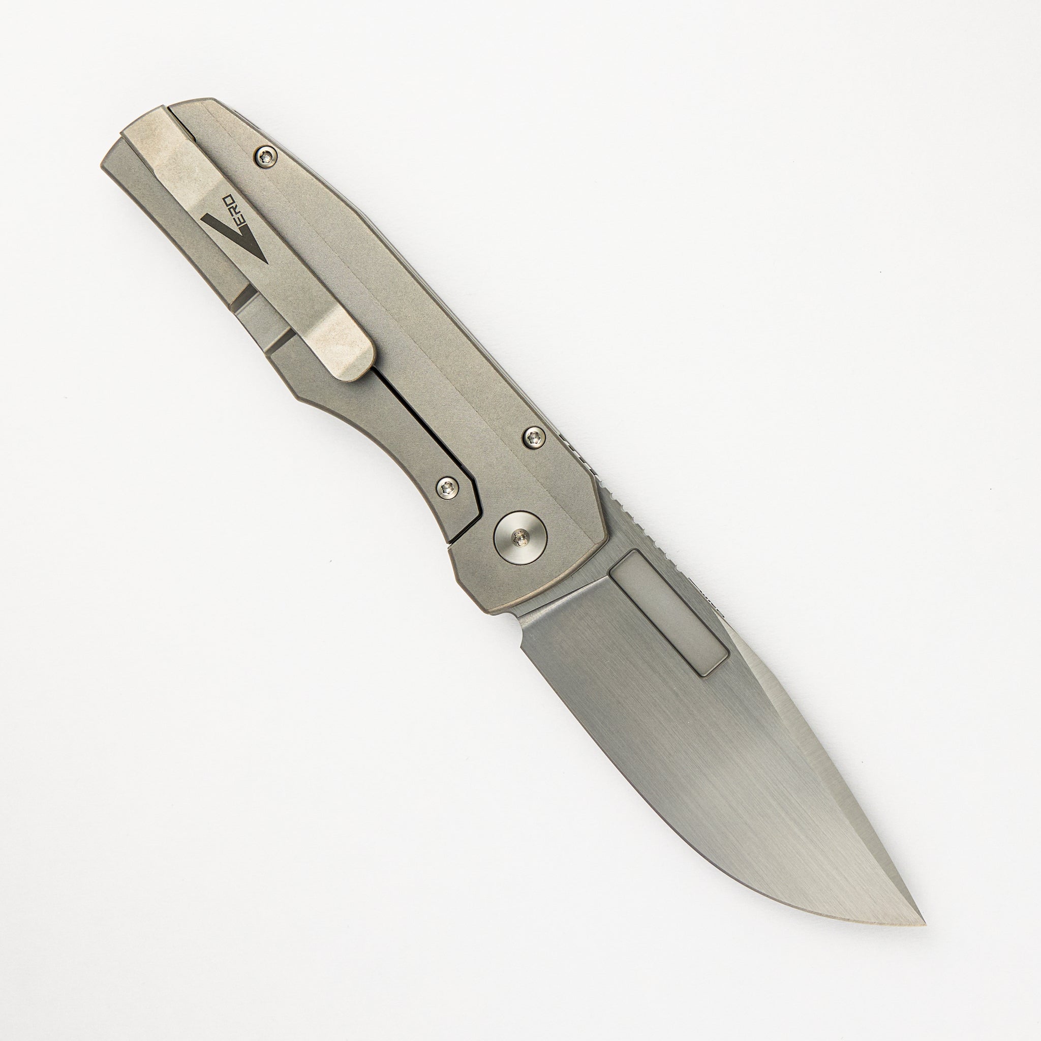 Nova Hand Satin Drop Point CPM Magnacut Blade Stonewash Titanium Handle Frame Lock