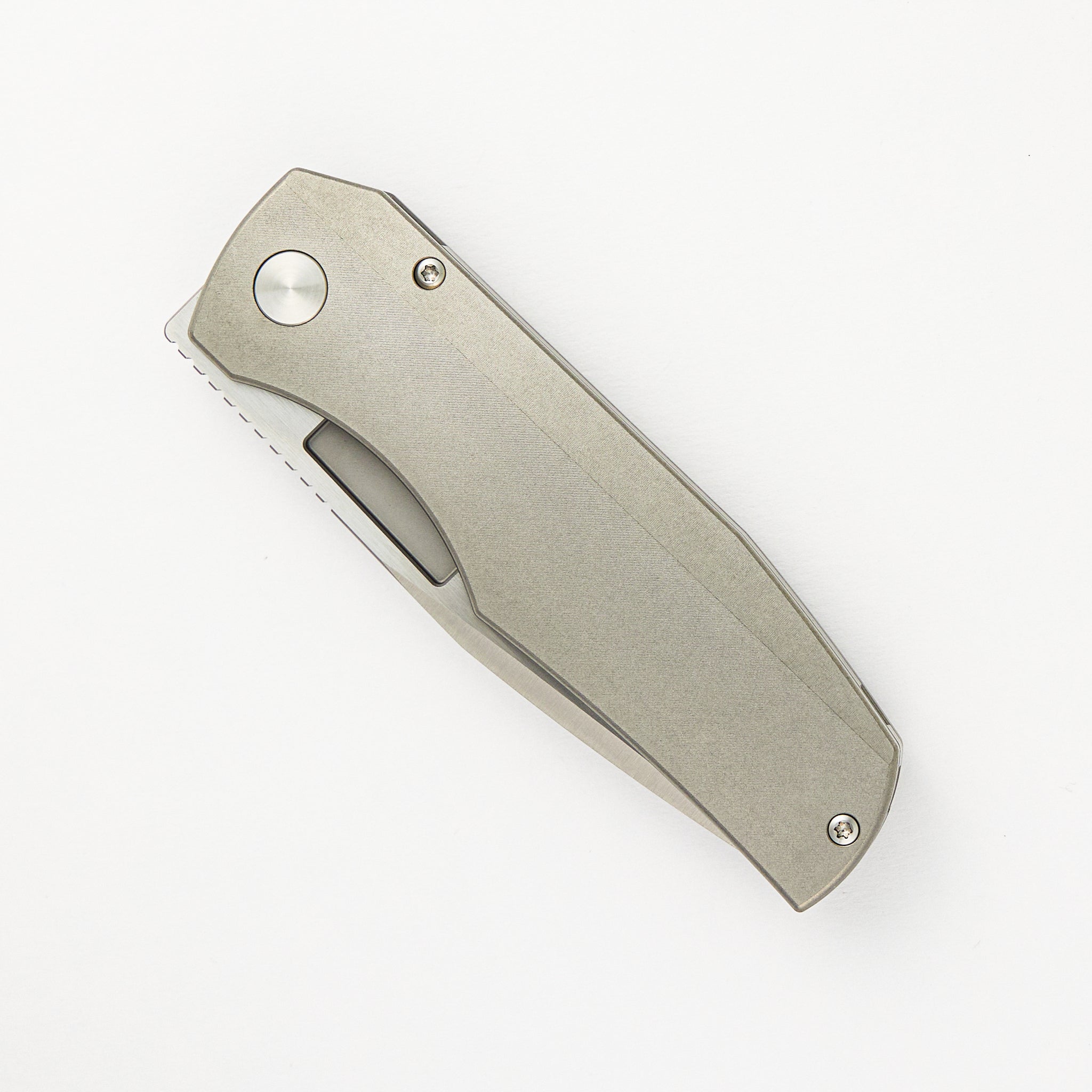 Nova Hand Satin Drop Point CPM Magnacut Blade Stonewash Titanium Handle Frame Lock