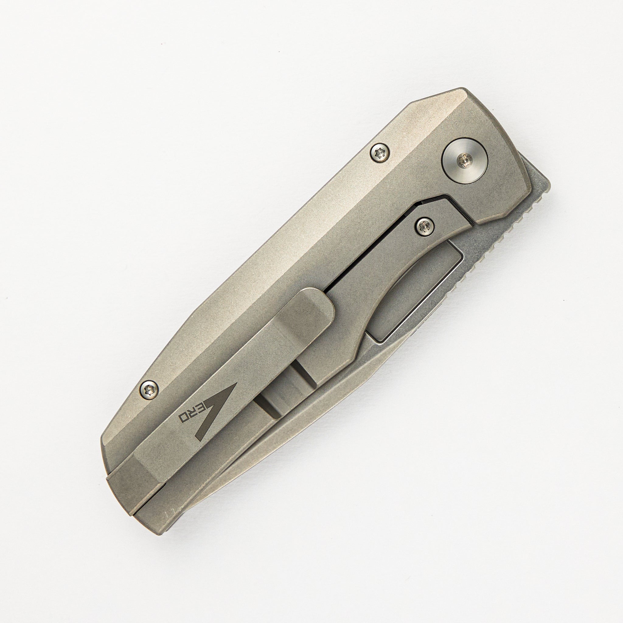 Nova Stonewash Drop Point CPM Magnacut Blade Stonewash Titanium Handle Frame Lock