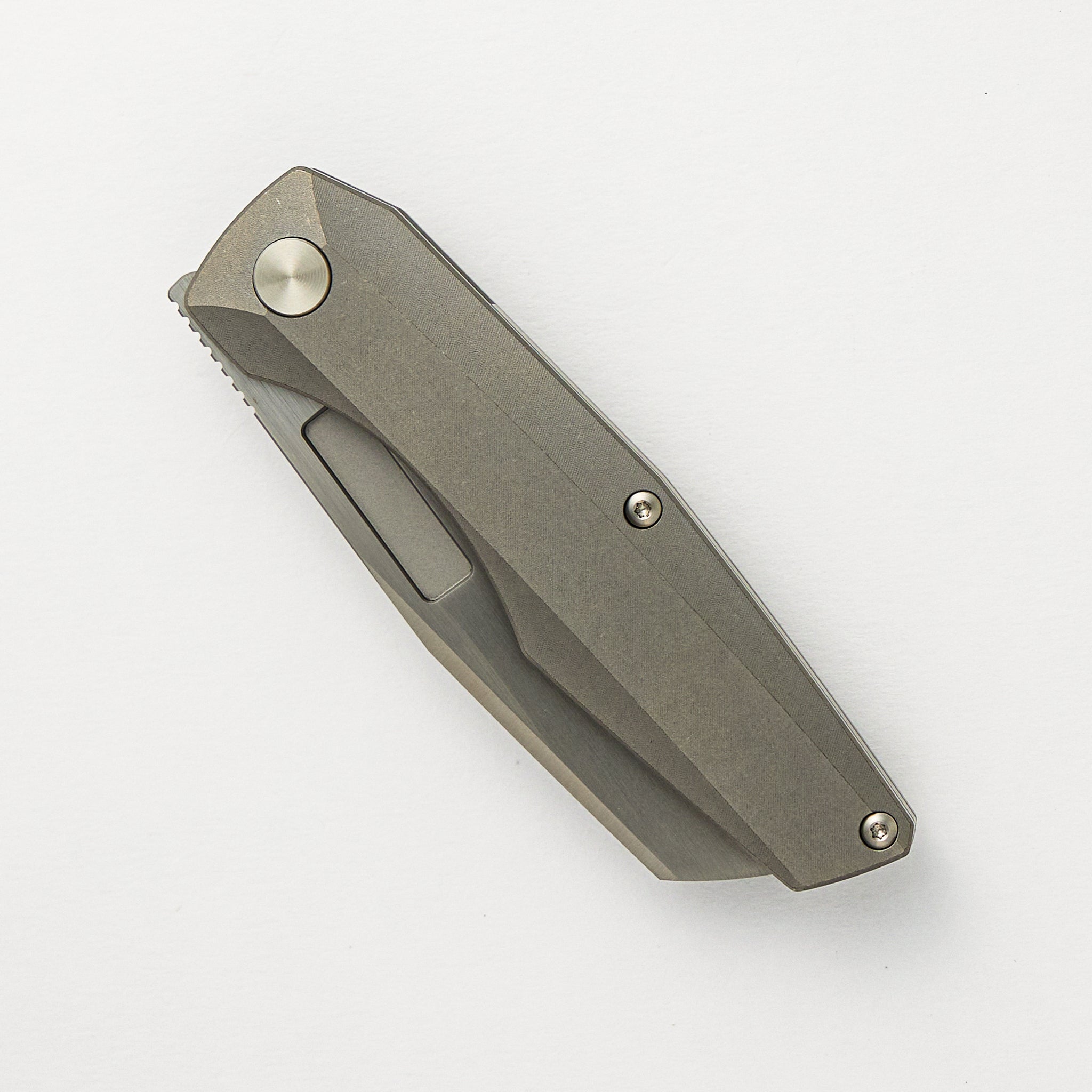Axon Frame Lock Mini Hand Satin M390 Sheepsfoot Blade Stonewash Titanium Handle