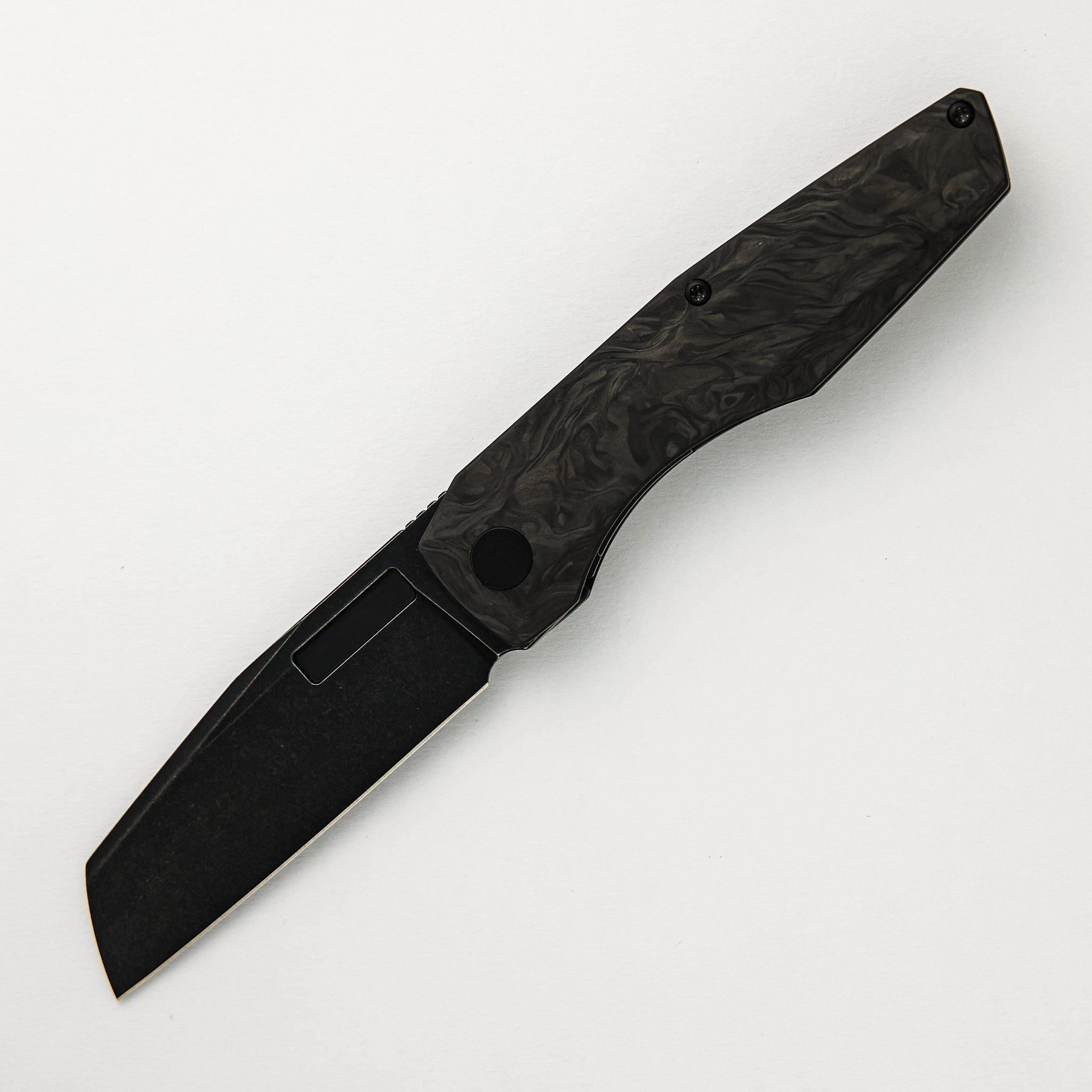 Axon Blackwash Sheepsfoot M390 Blade Marbled Carbon Fiber Handle Liner Lock